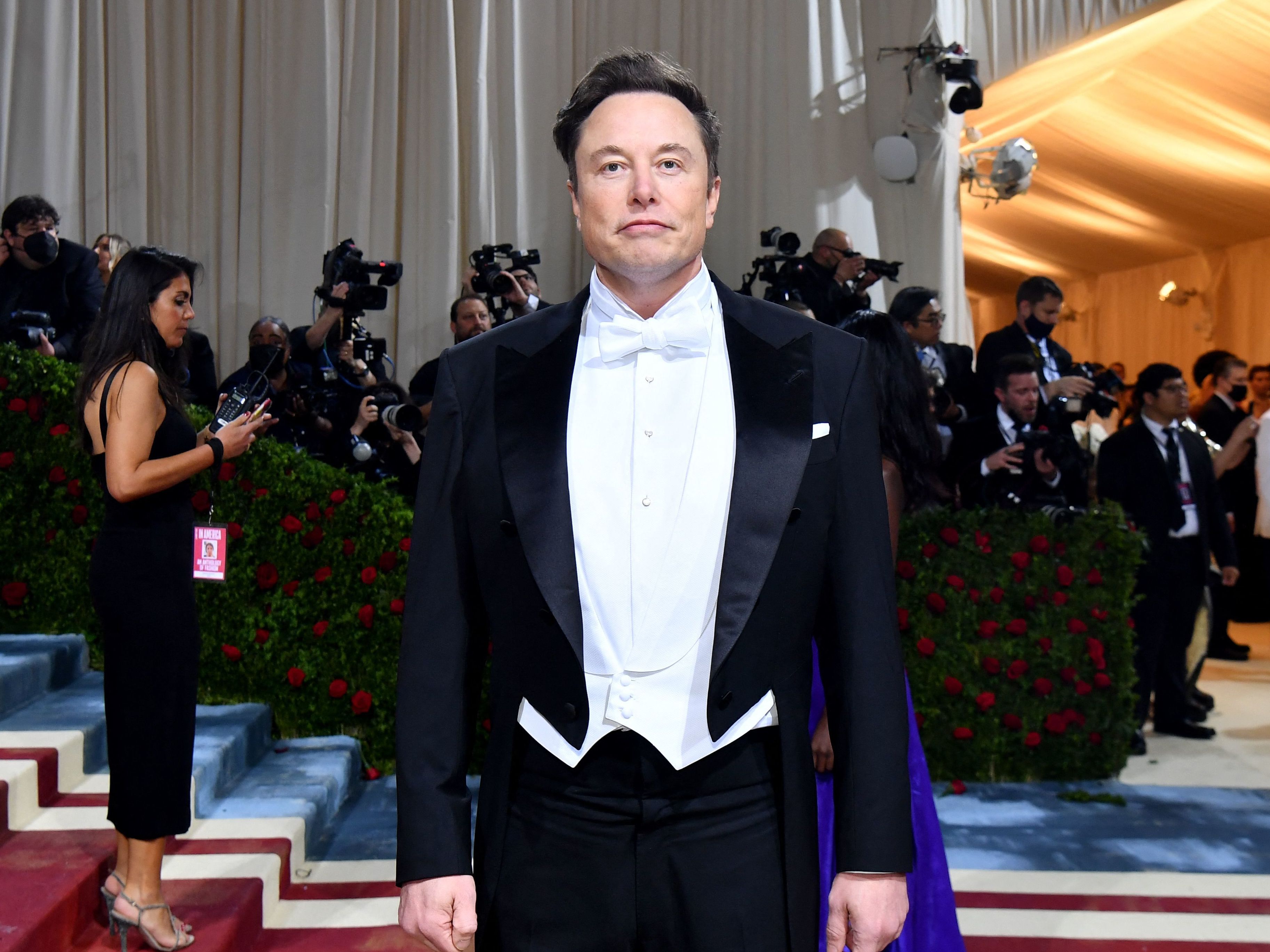 Elon Musk says he wants to see more details about the number of fake accounts on Twitter before his deal to buy the social media platform goes through. He's seen here last week, arriving for the 2022 Met Gala at the Metropolitan Museum of Art in New York. (AFP via Getty Images)