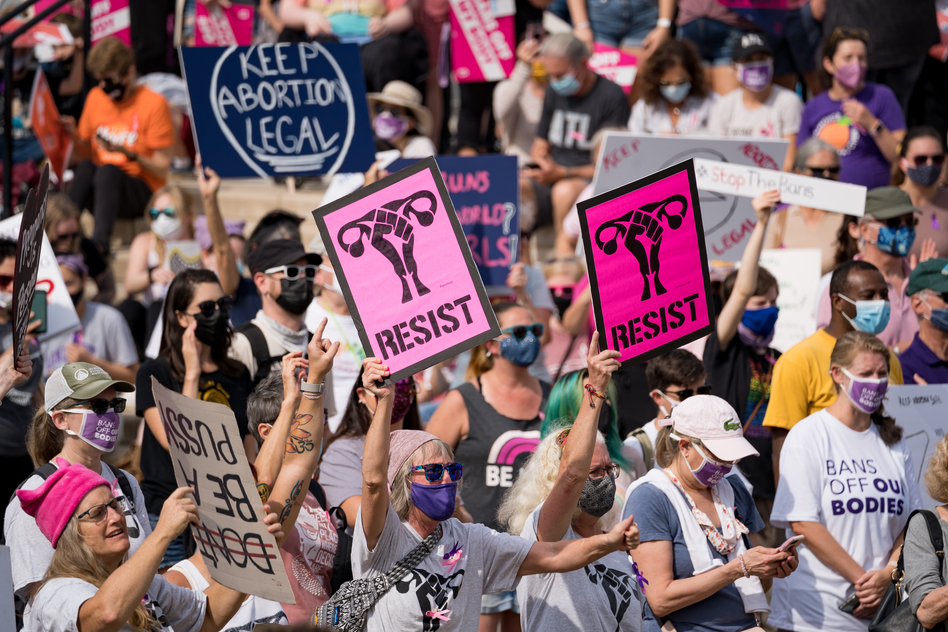 In Atlanta, demonstrators rally in support of women's reproductive rights at the Georgia state Capitol on October 2, 2021. (Megan Varner/Getty Images)