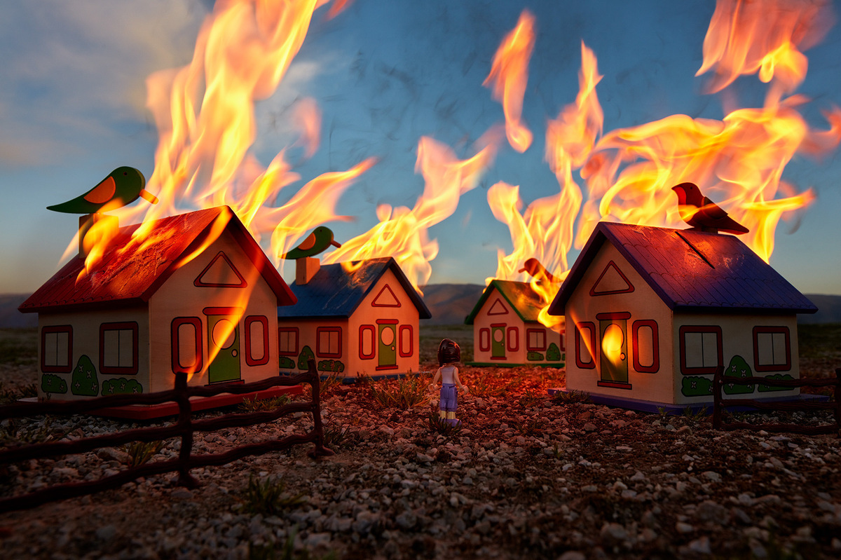 Burning neighborhood photo