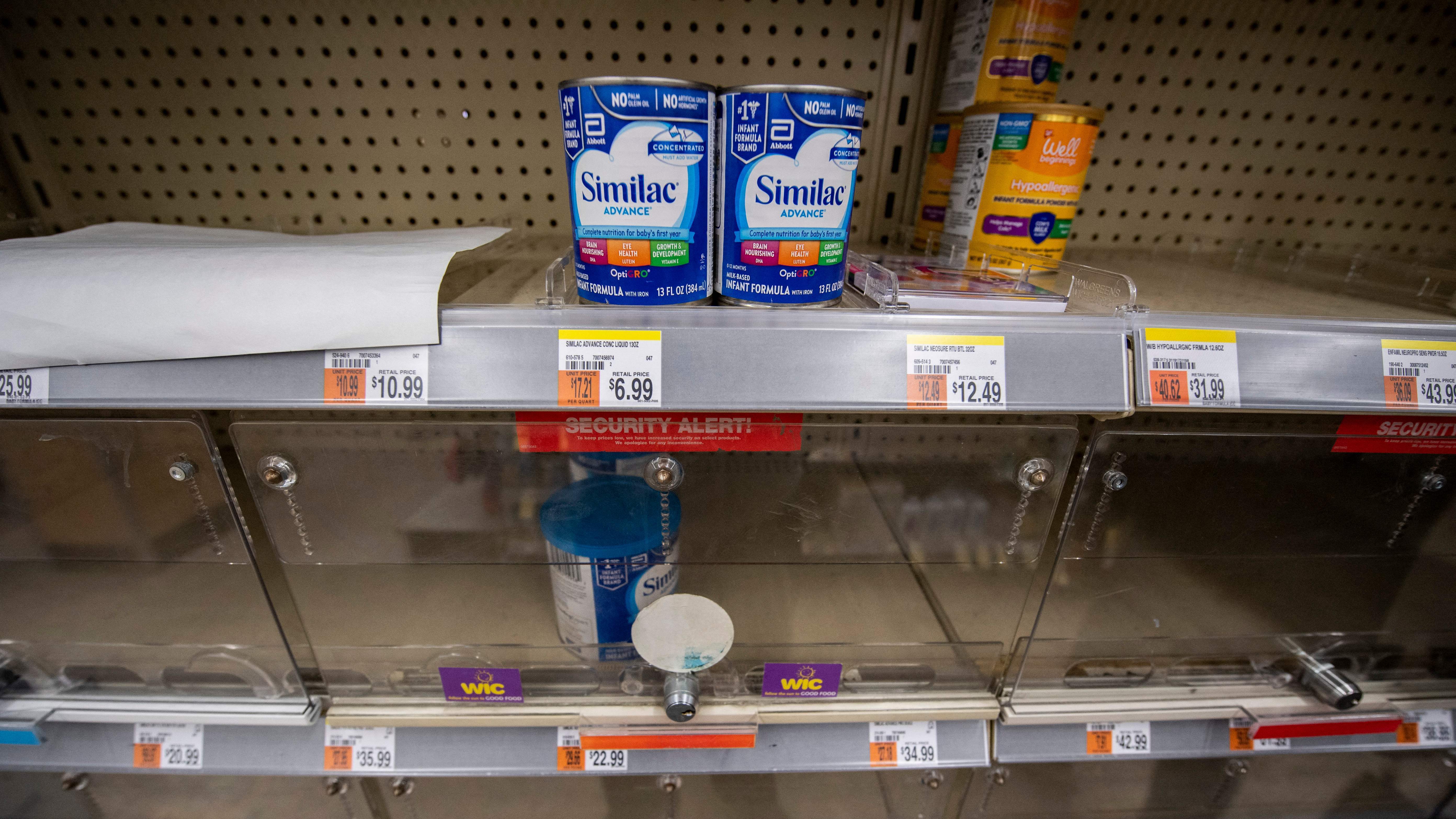 Empty baby formula shelves at a grocery store in Massachusetts on Friday.