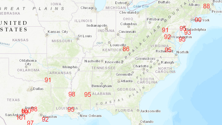 Large swaths of the U.S. set daily temperature records