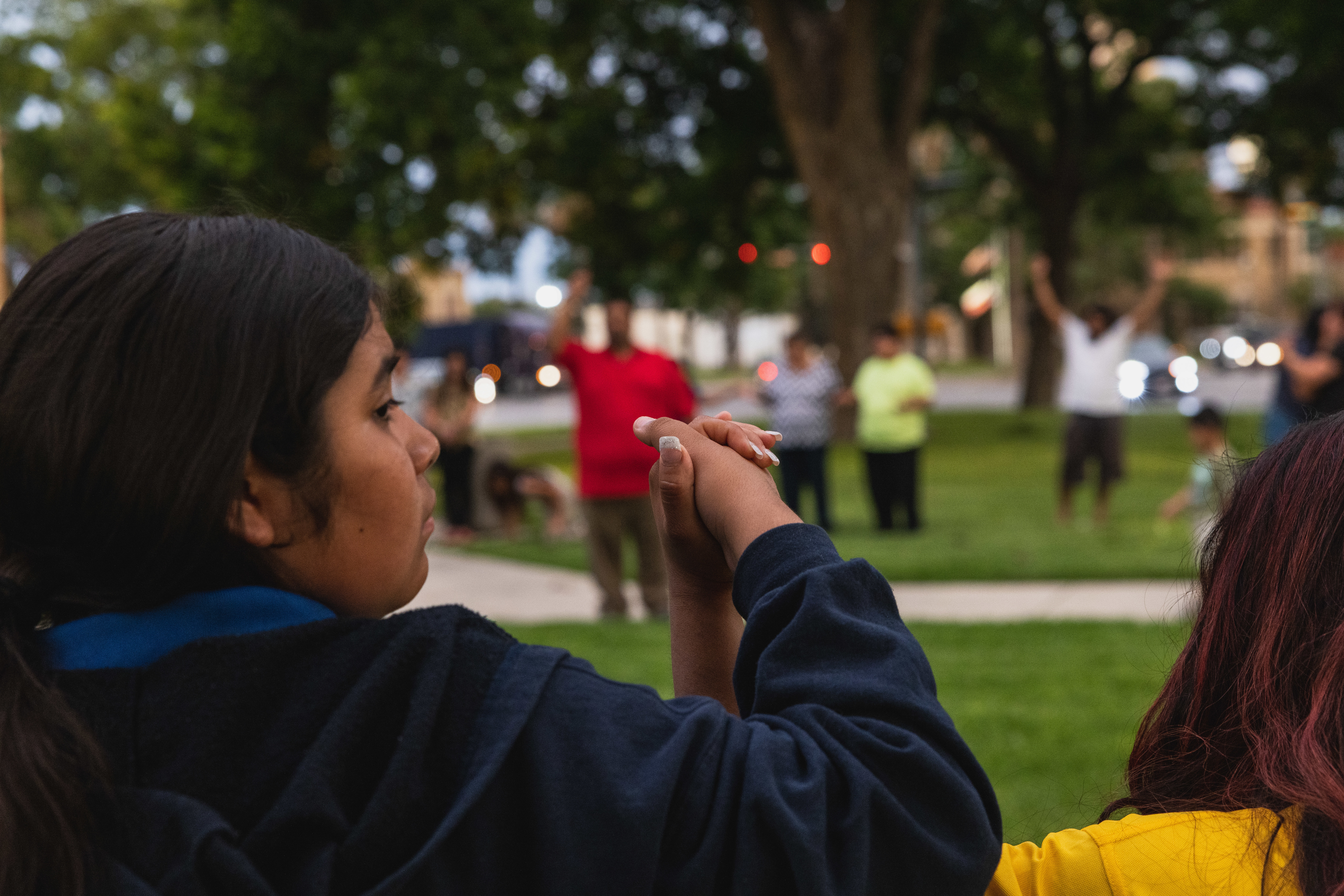 May 24: Members of the community gather at the City of Uvalde Town Square for a prayer vigil in the wake of a mass shooting at Robb Elementary School.
