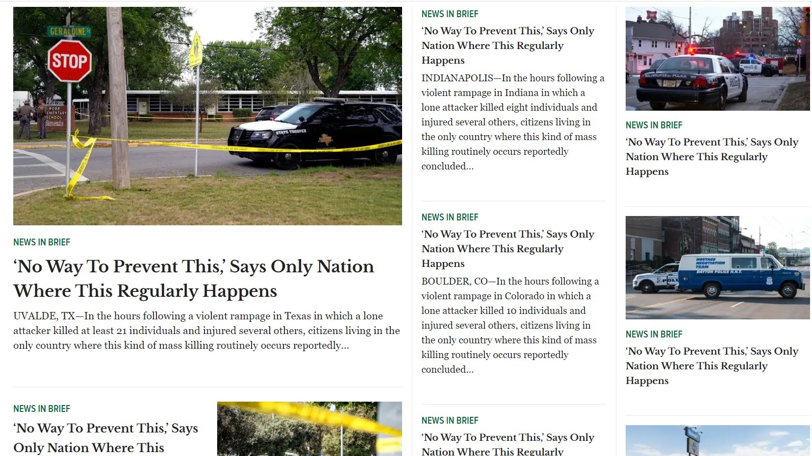 'The Onion' has reused this satire after more than 20 mass shootings
