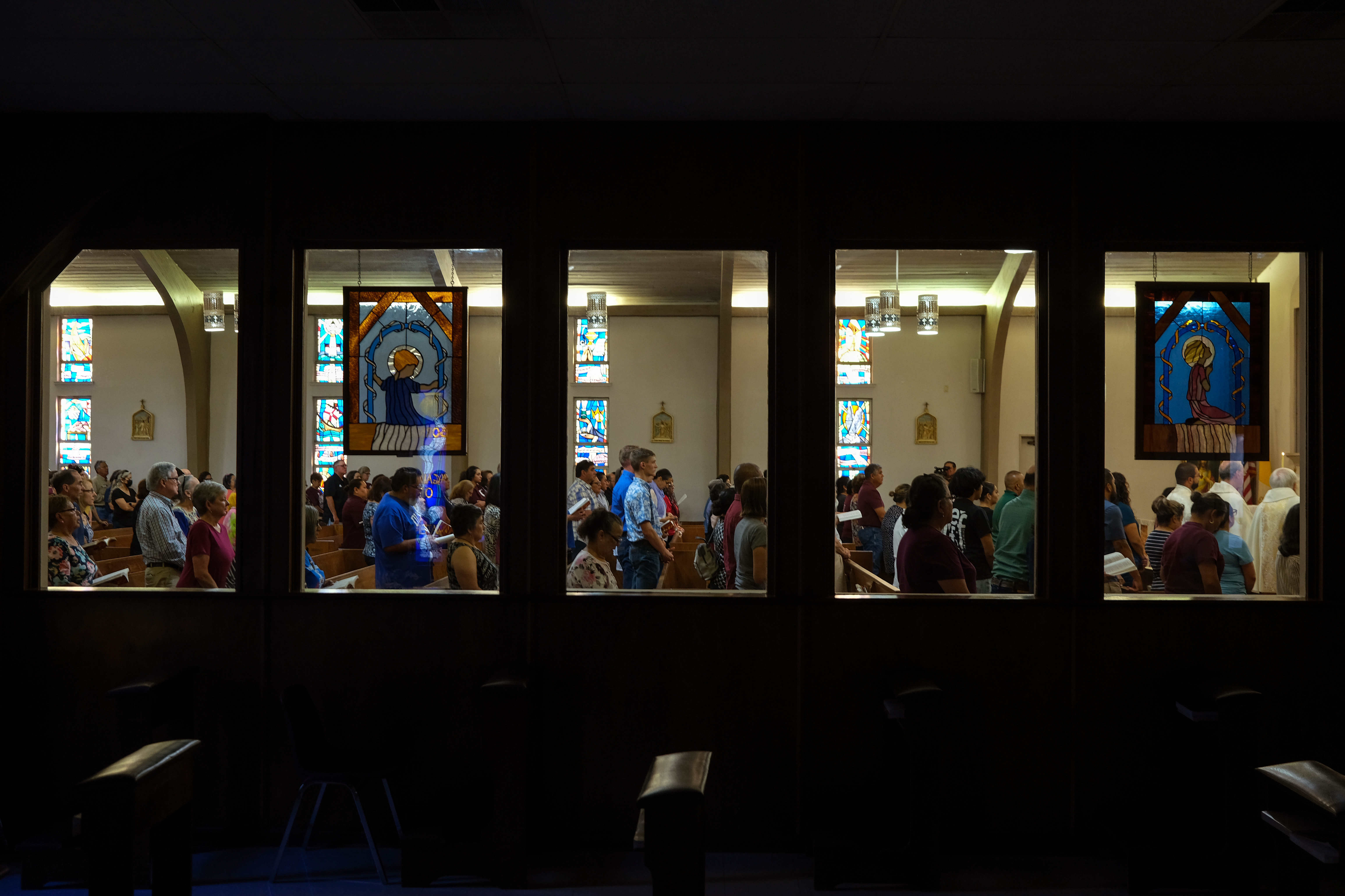 May 25: People attend a prayer vigil for the Robb Elementary School students and teachers killed in a mass shooting Tuesday at the Sacred Heart Catholic Church in Uvalde, Texas.