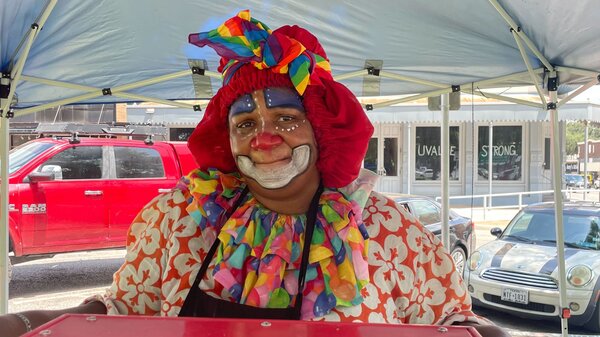 Deturice Dunbar, aka Bippy the Clown, says God gave her "an assignment" to come to Uvalde, Texas, and bring smiles to children's faces in the aftermath of last week's school shooting there. Dunbar knows the pain of a parent waiting to know about her child's condition after a shooting: Her daughter was shot twice in February in New Orleans. "She lived, thank God," Dunbar says.