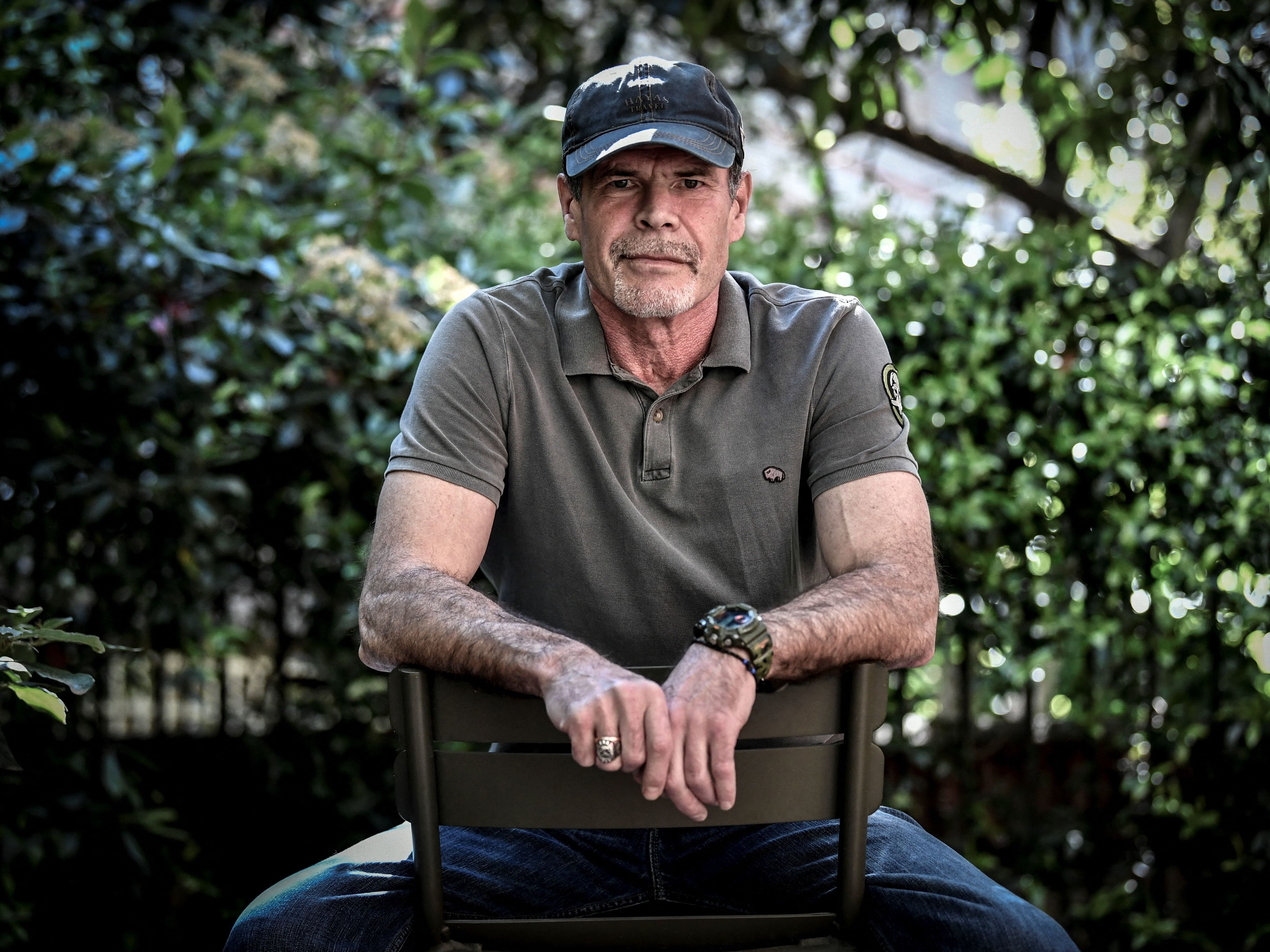 Marat Gabidullin, a former Russian mercenary of the Wagner Group, poses during a photo session on May 11 in Paris. (AFP via Getty Images)