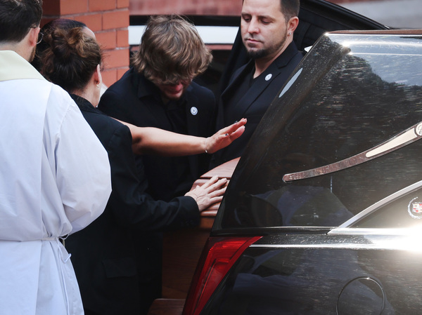 The casket of Roberta Drury, the youngest of those killed during the mass shooting at the Buffalo Tops supermarket in May, is brought out following the funeral on May 21, 2022 in Syracuse, New York.