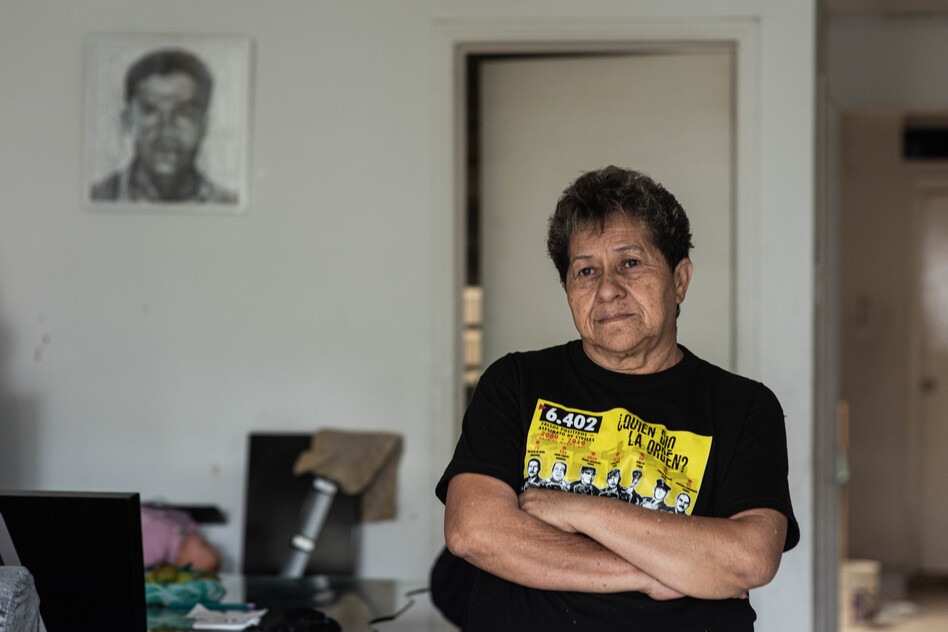 Blanca Nubia Monroy photographed at her home in Bogotá, Colombia. Her son Julián Oviedo was kidnapped and killed in 2008. The Colombian army is accused of taking civilians, killing them, and disguising them as guerrilla fighters to falsify higher body counts.