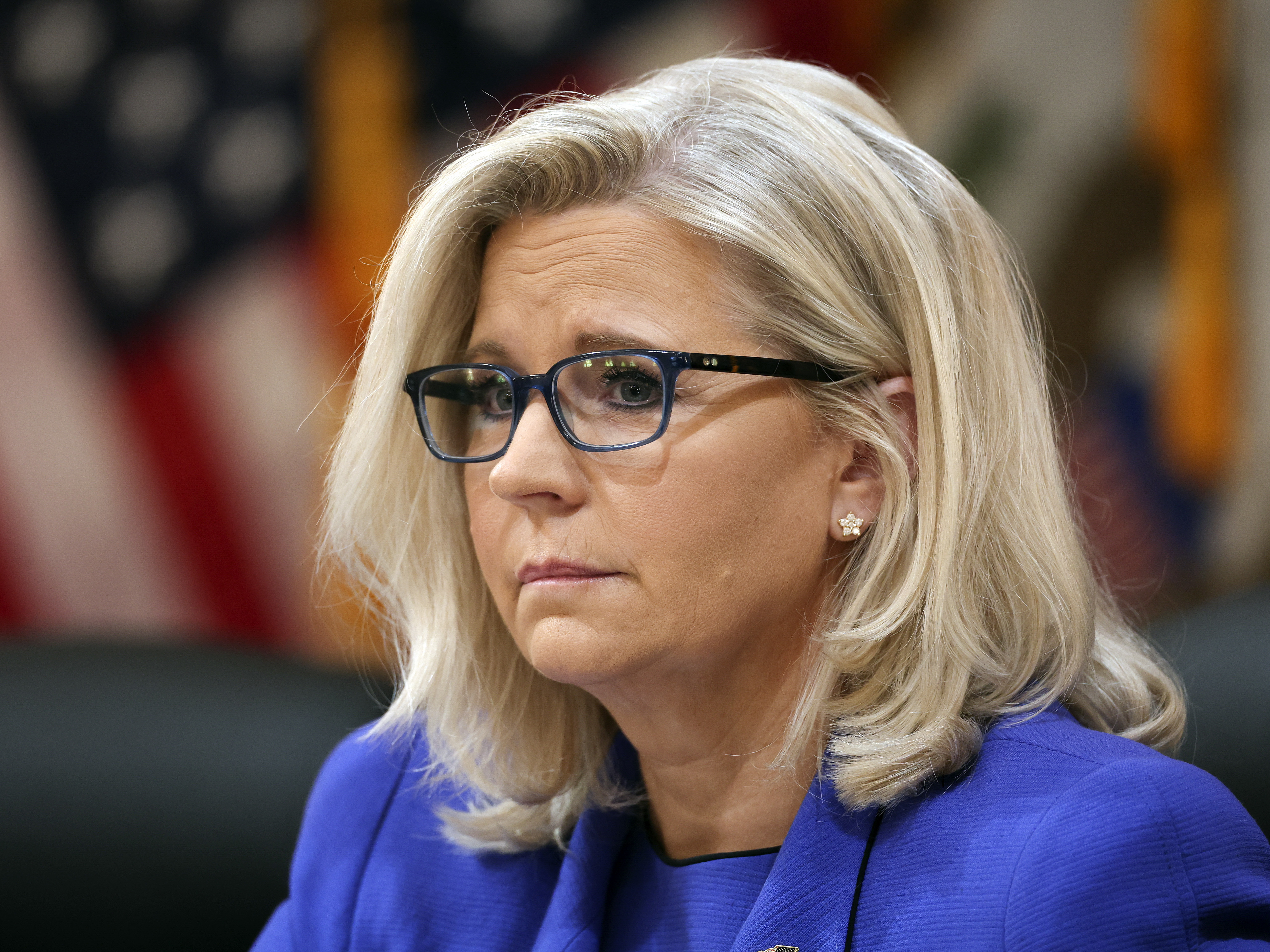 Liz Cheney, vice chair of the select committee to investigate the Jan. 6 Capitol attack, delivers opening remarks during a hearing on Thursday in Washington. (Getty Images)