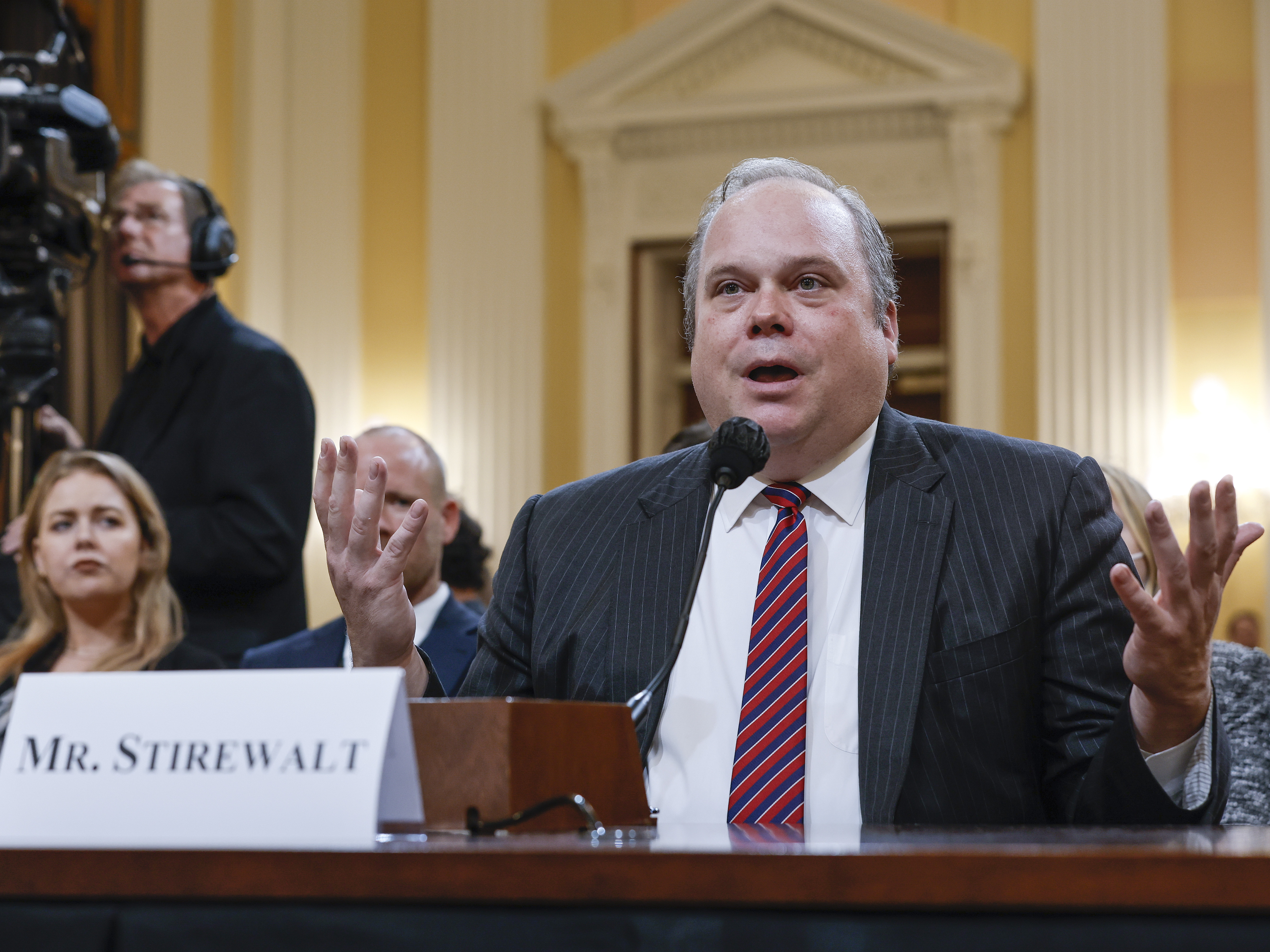 Former Fox News political editor Chris Stirewalt spoke to NPR minutes after testifying Monday to the House Select Committee investigating the Jan. 6 attack on the U.S. Capitol. &quot;Television ... really damaged the capacity of Americans to be good citizens in a republic because they confused the TV show with the real thing,&quot; Stirewalt told NPR. (Getty Images)