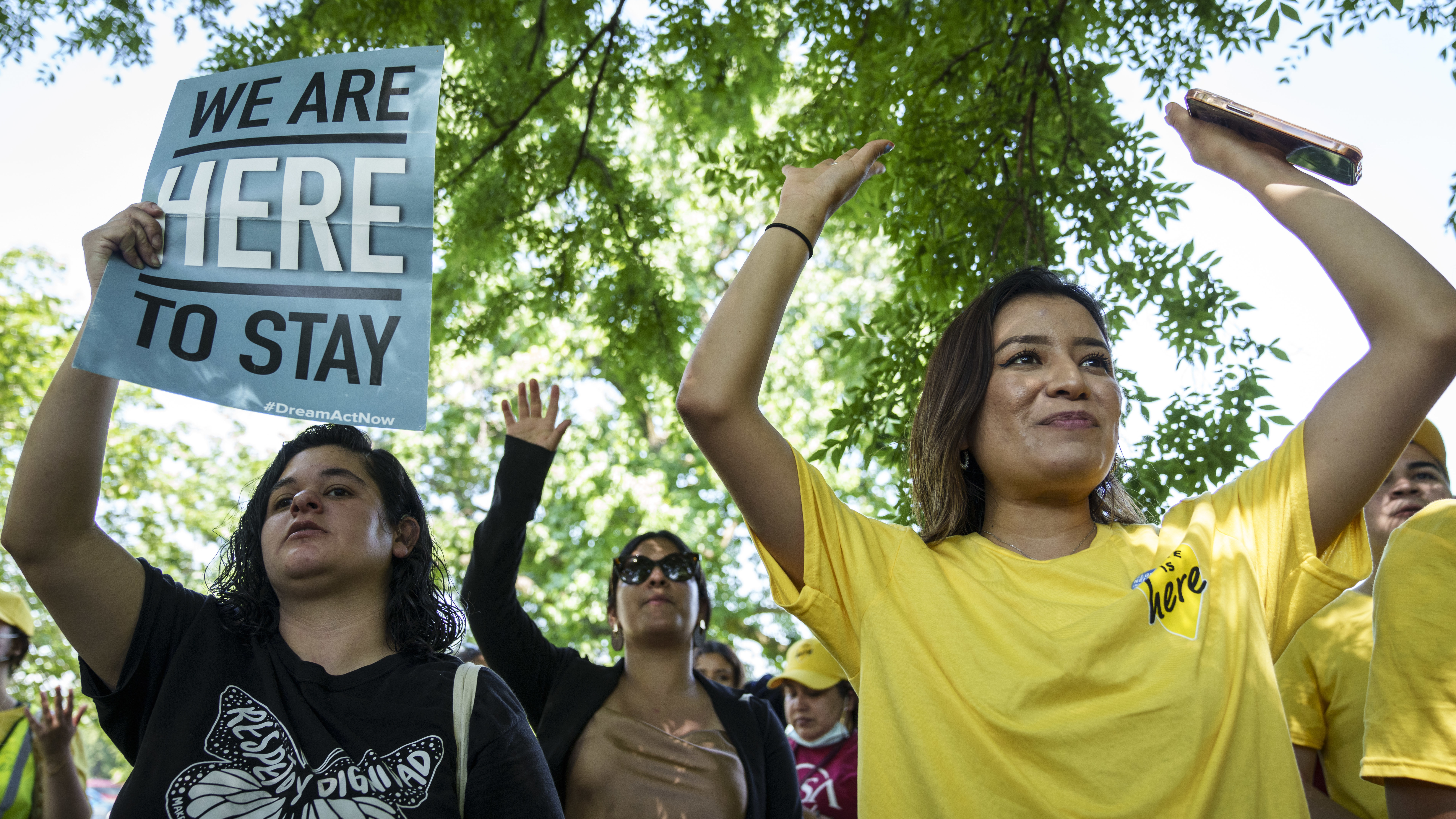 Immigration advocates rally to urge Congress to pass permanent protections for DACA recipients and create a pathway to citizenship, near the U.S. Capitol, June 15, 2022 in Washington, DC. (Getty Images)
