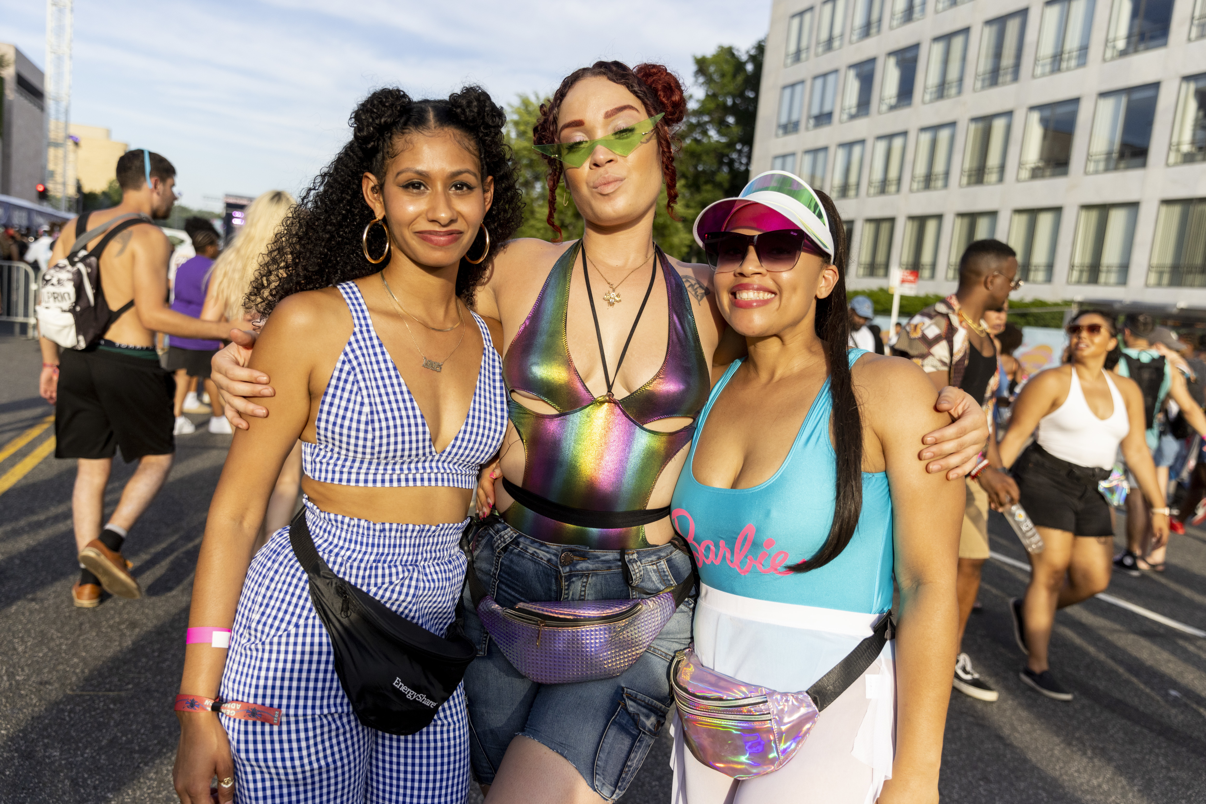 Friends (from left) Tatiana Teran, from Richmond, Va., Jasmine Bates, from Atlanta, and Monique Brown, from Sterling, Va., enjoy the festival Friday, June 17.