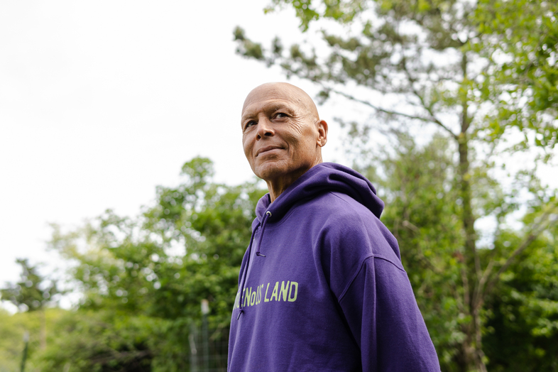 David Vanderhoop, 67, at Sassafras Earth Education, an indigenous Wampanoag nonprofit that he runs with his wife on Martha's Vineyard, Mass. (Sophie Park for NPR)