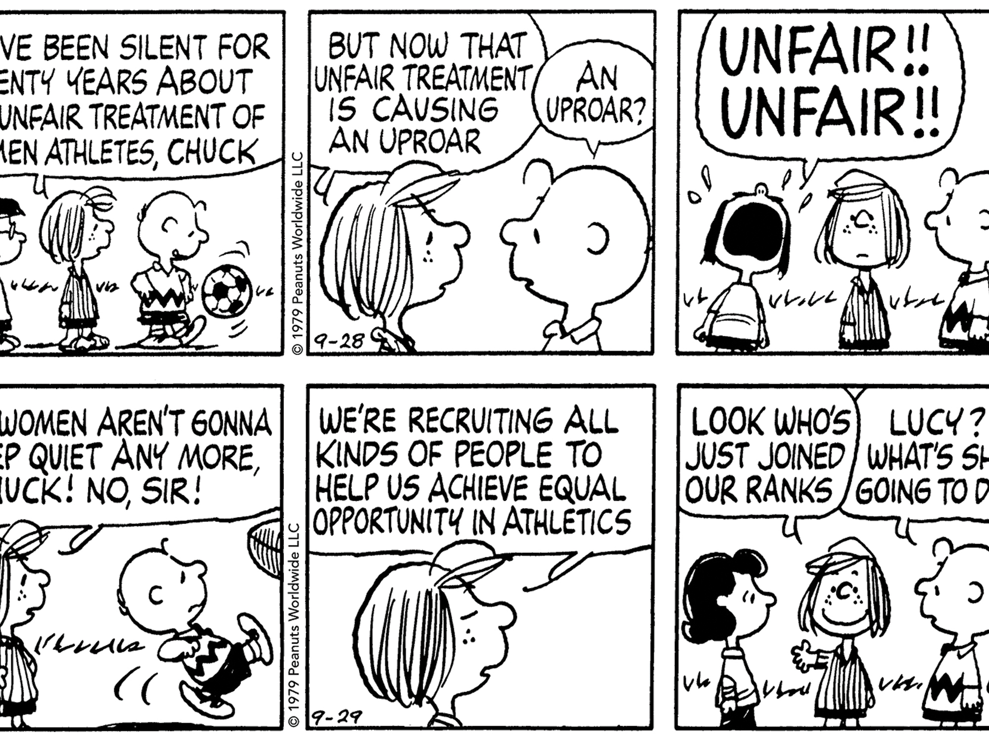 'Peanuts,' one of the world's most popular cartoons, pushed for Title IX in the 1970s