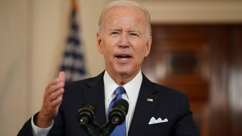 President Biden addresses the nation Friday following the U.S. Supreme Court's decision to overturn <em>Roe v. Wade</em>. (Mandel Ngan/AFP via Getty Images)