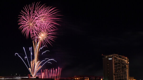 Fireworks explode during a show in Las Vegas on July 4, 2020.