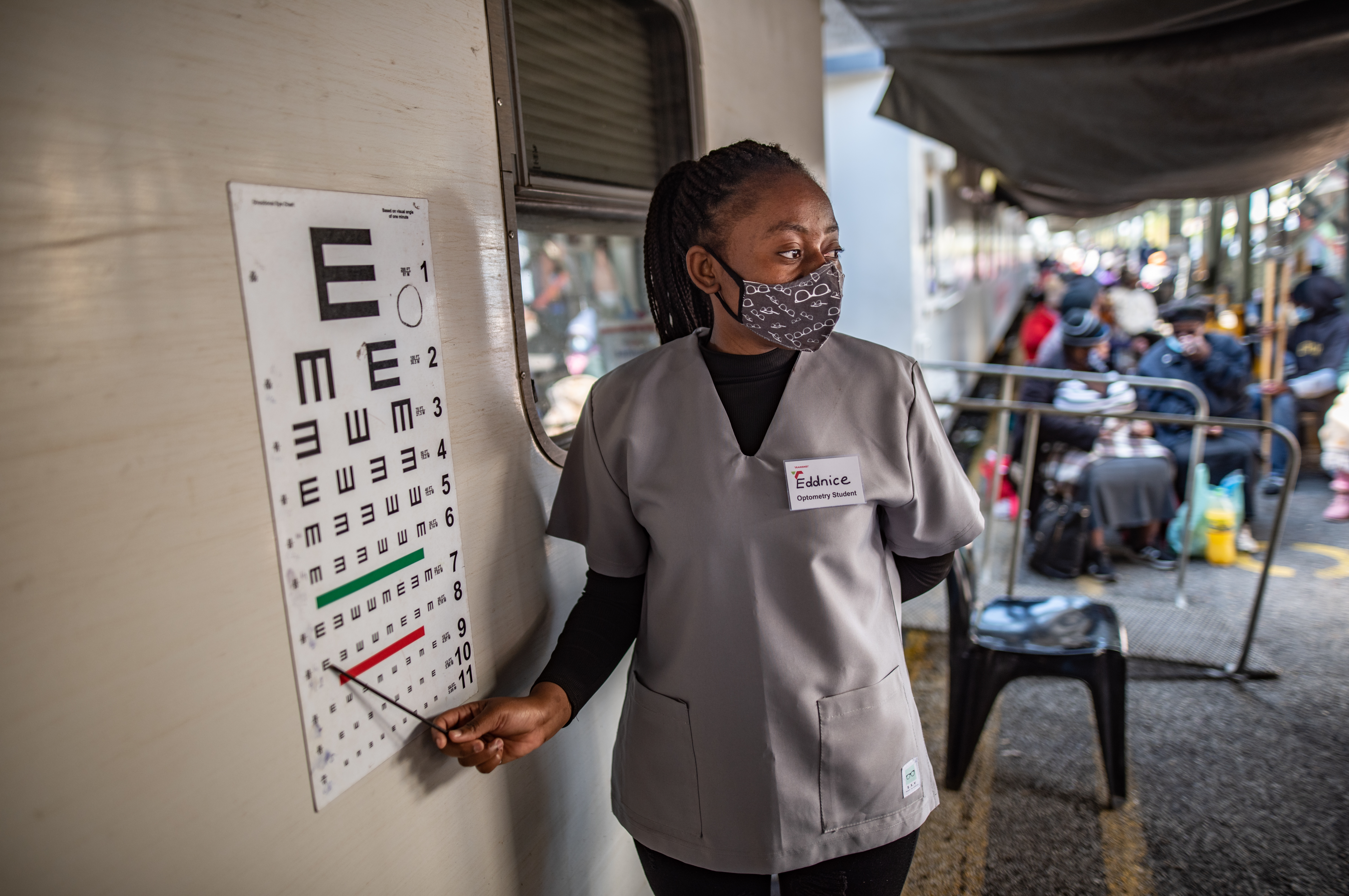 PHOTOS: South Africa's 'train of hope' is a godsend for millions. But new threats loom 4 With a medical staff of 22, the Phelophepa train of South Africa provides health care to residents in need. Above: An optometry student carries out an eye test during a visit to the town of Kroonstad in South Africa's Free State province.