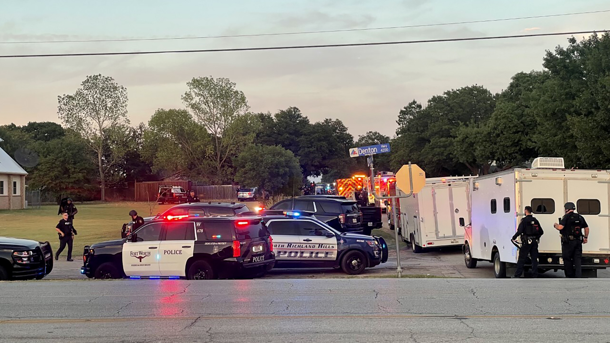 A gunman killed 2 people and wounded 3 police officers in Texas