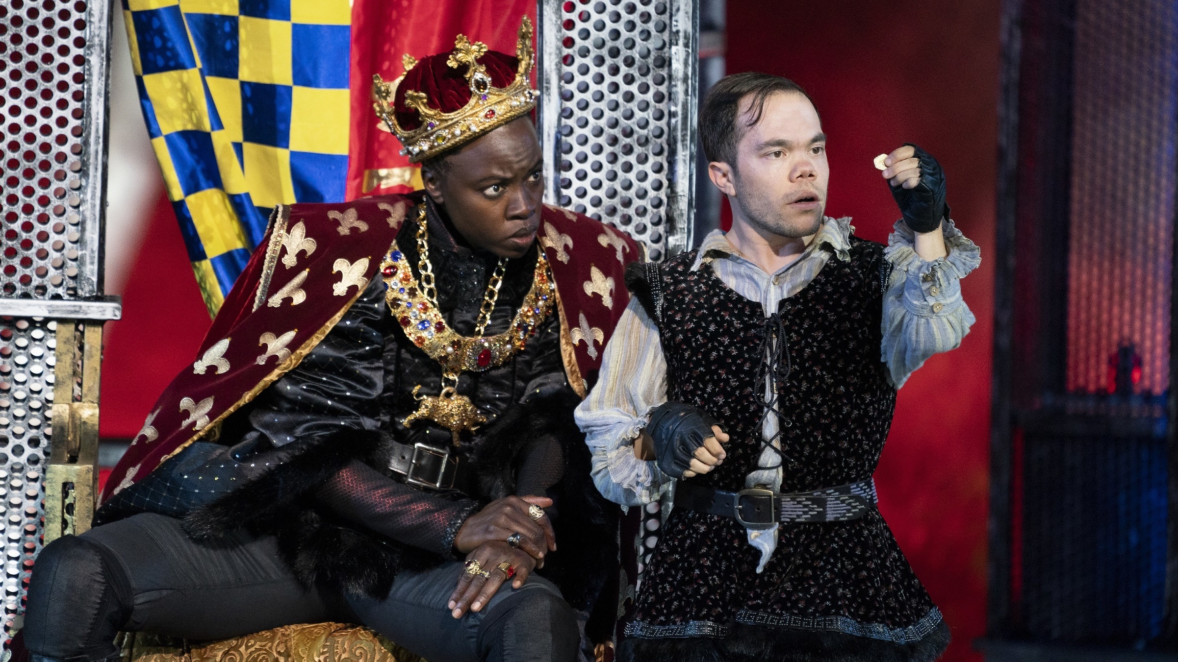 Danai Gurira and Matthew August Jeffers in the Free Shakespeare in the Park production of Richard III.