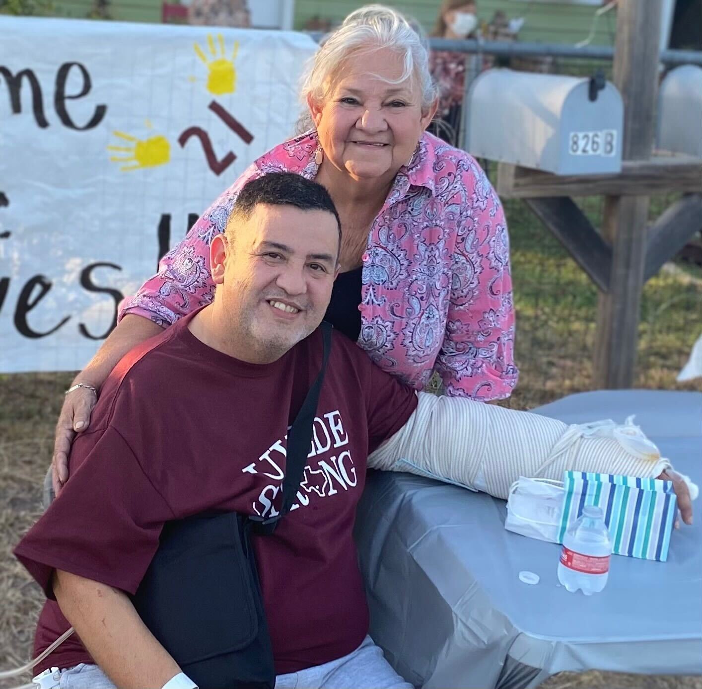 Teacher Arnulfo Reyes and his mother Rosemary Reyes attend an event honoring his return from the hospital after the shooting at Robb Elementary School in Uvalde, Texas. (Rudy Aguero)