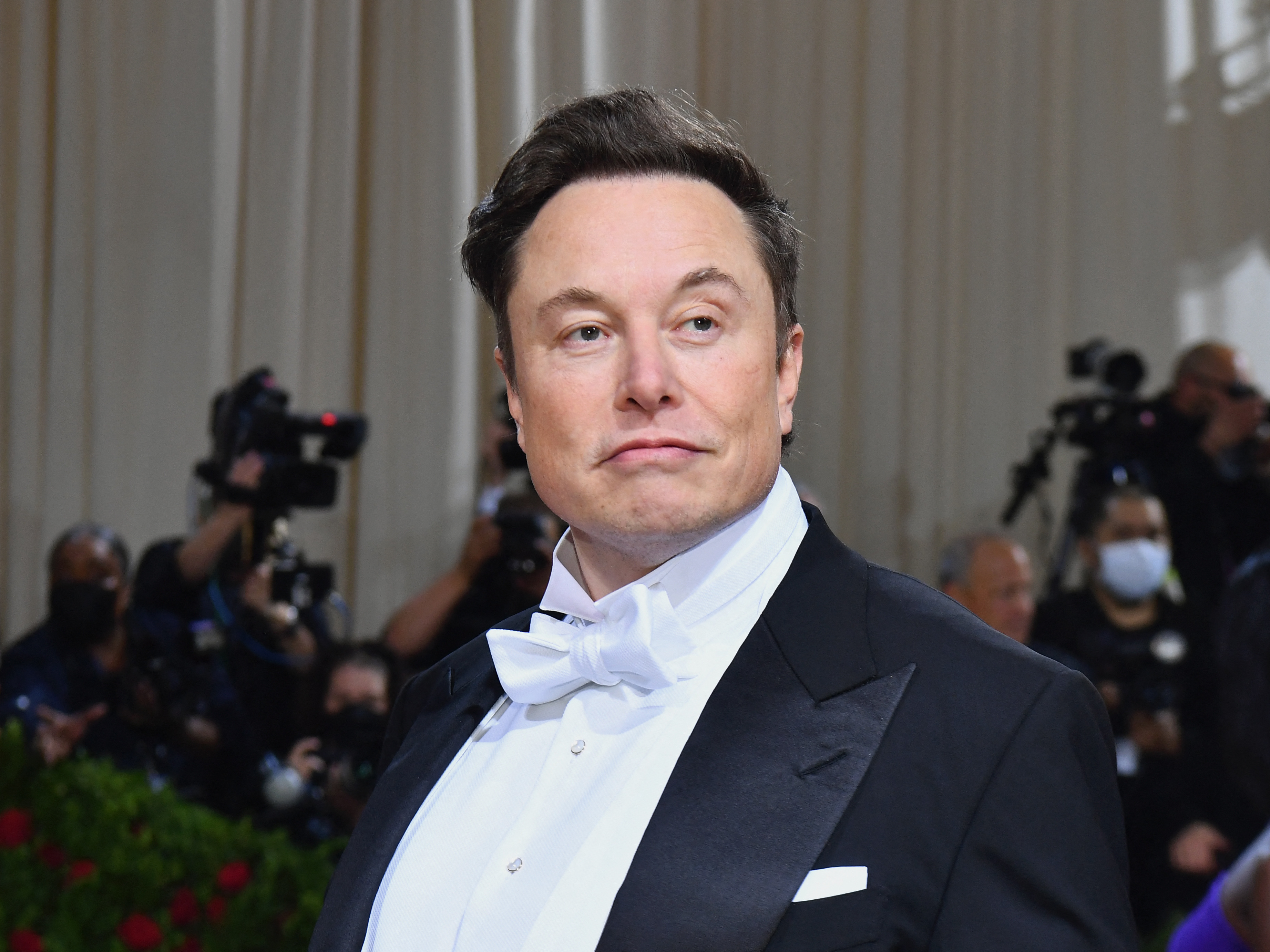 Elon Musk arrives for the 2022 Met Gala at the Metropolitan Museum of Art on May 2, 2022, in New York. (AFP via Getty Images)