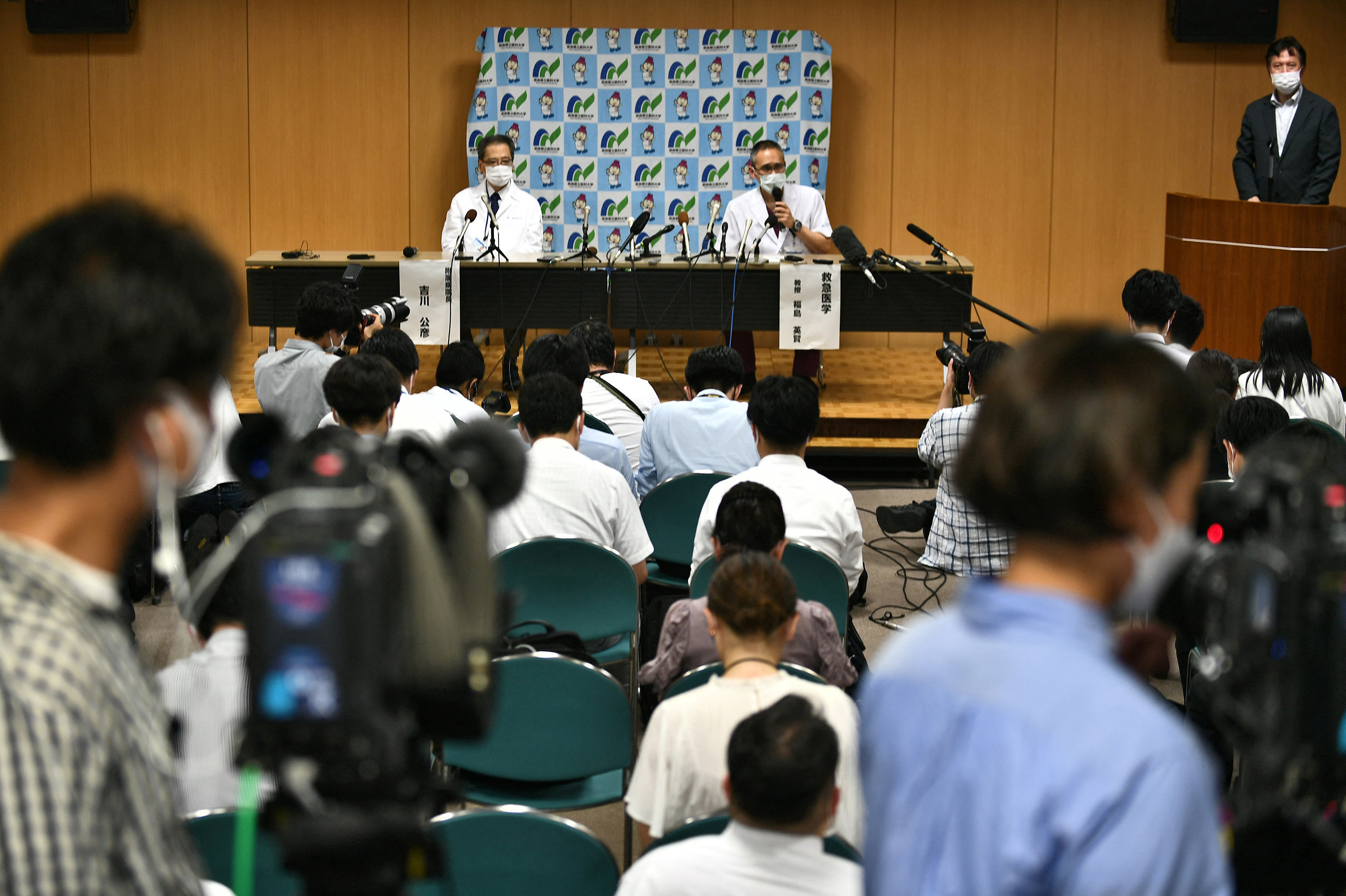 Japan's former Prime Minister Shinzo Abe was killed. Here's what the scene was like 10 Kimihiko Kichikawa (center left), the head of the university hospital, and Hidetada Fukushima (center right), professor of emergency medicine at the Nara Medical University Hospital, hold a news conference in Kashihara, Japan, where former Prime Minister Shinzo Abe was taken after being shot earlier Friday.