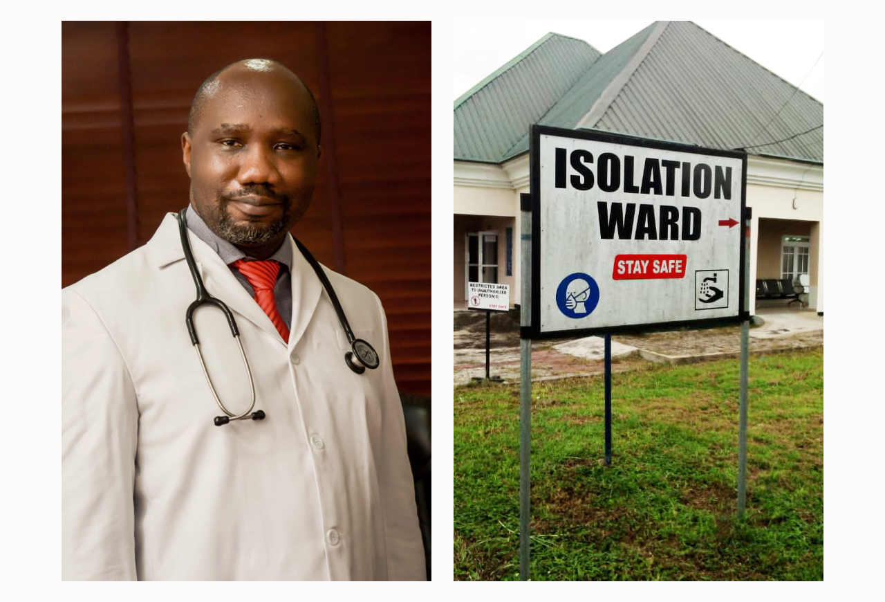Dr. Dimie Ogoina, professor of medicine and infectious diseases at Niger Delta University in Nigeria. Over the past few years, he has tried to warn health officials that the monkeypox virus had changed, but few listened. Right: The monkeypox isolation ward of Niger Delta University Teaching Hospital in Bayelsa State, Nigeria. (Dr. Dimie Ogoina)