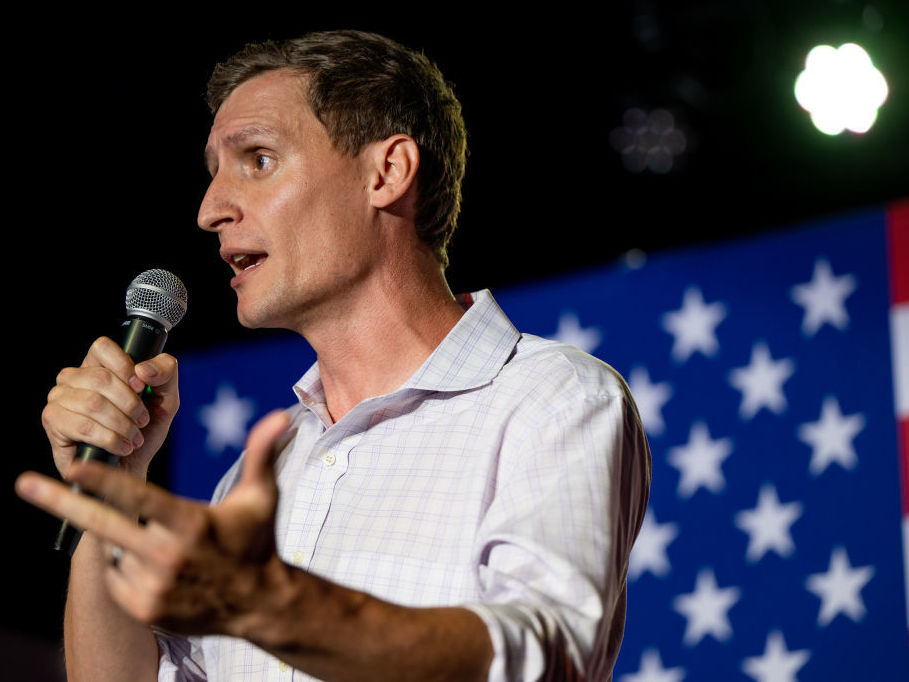 Blake Masters, a Republican candidate for the U.S. Senate in Arizona, speaks to supporters during a campaign event in Tucson. (Getty Images)