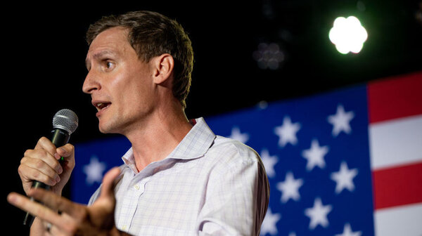 Blake Masters, a Republican candidate for the U.S. Senate in Arizona, speaks to supporters during a campaign event in Tucson.