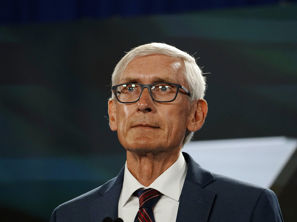 Wisconsin Gov. Tony Evers awaits to address the virtual Democratic National Convention at the Wisconsin Center on August 19, 2020 in Milwaukee, Wis. Evers is running for reelection in 2022.