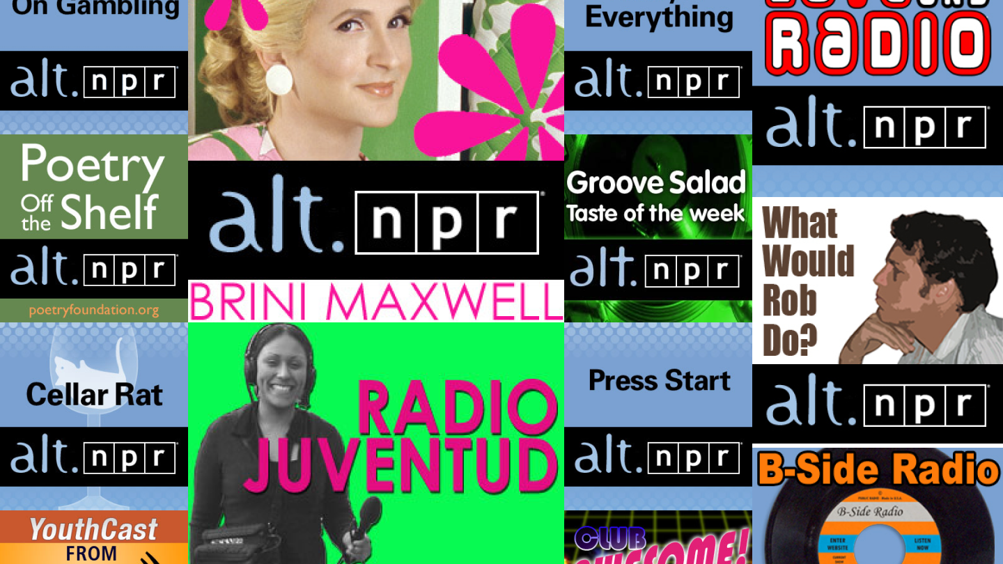 A collage of the 13 alt.NPR podcasts.