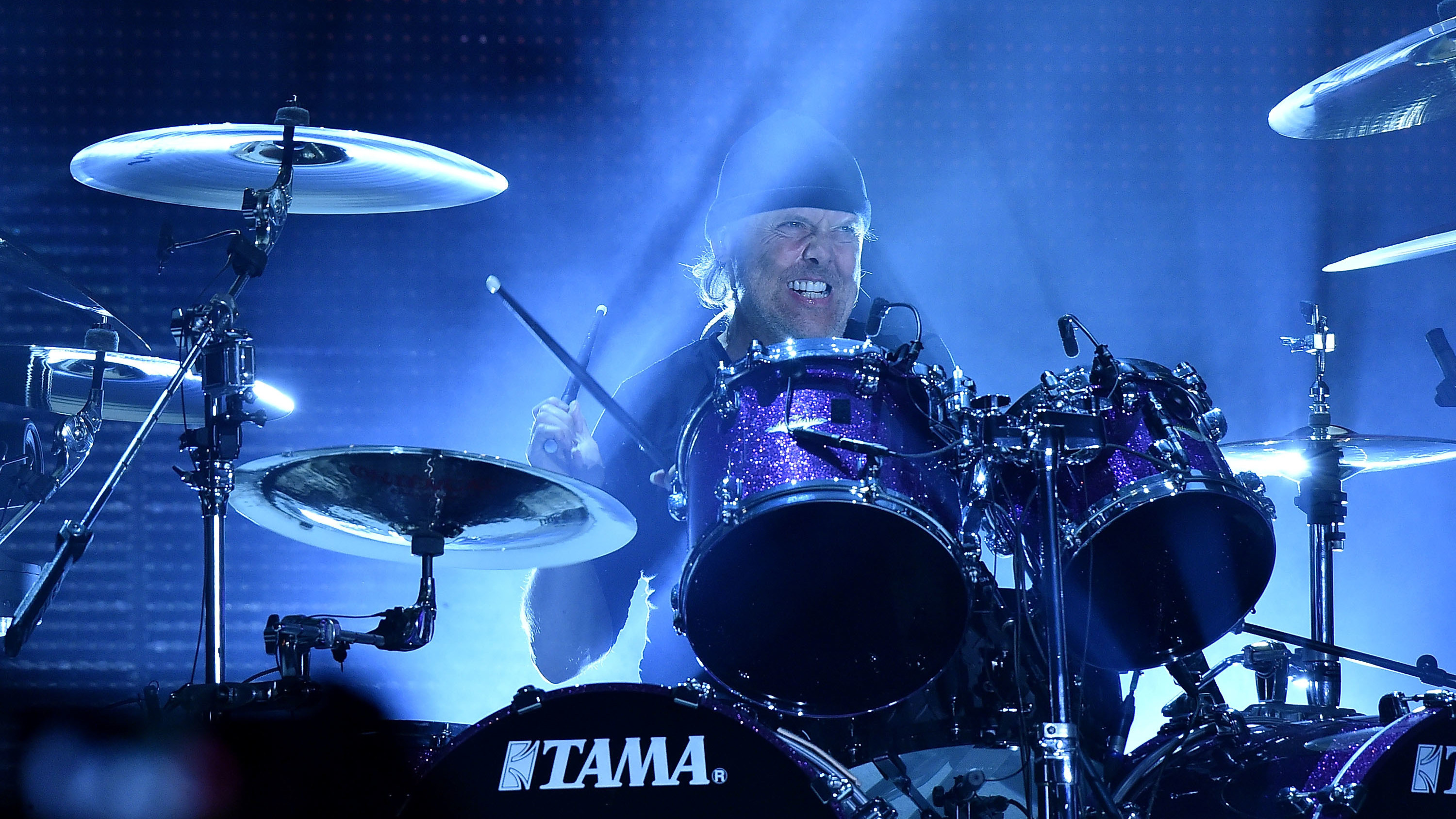 Lars Ulrich of Metallica performs in concert.