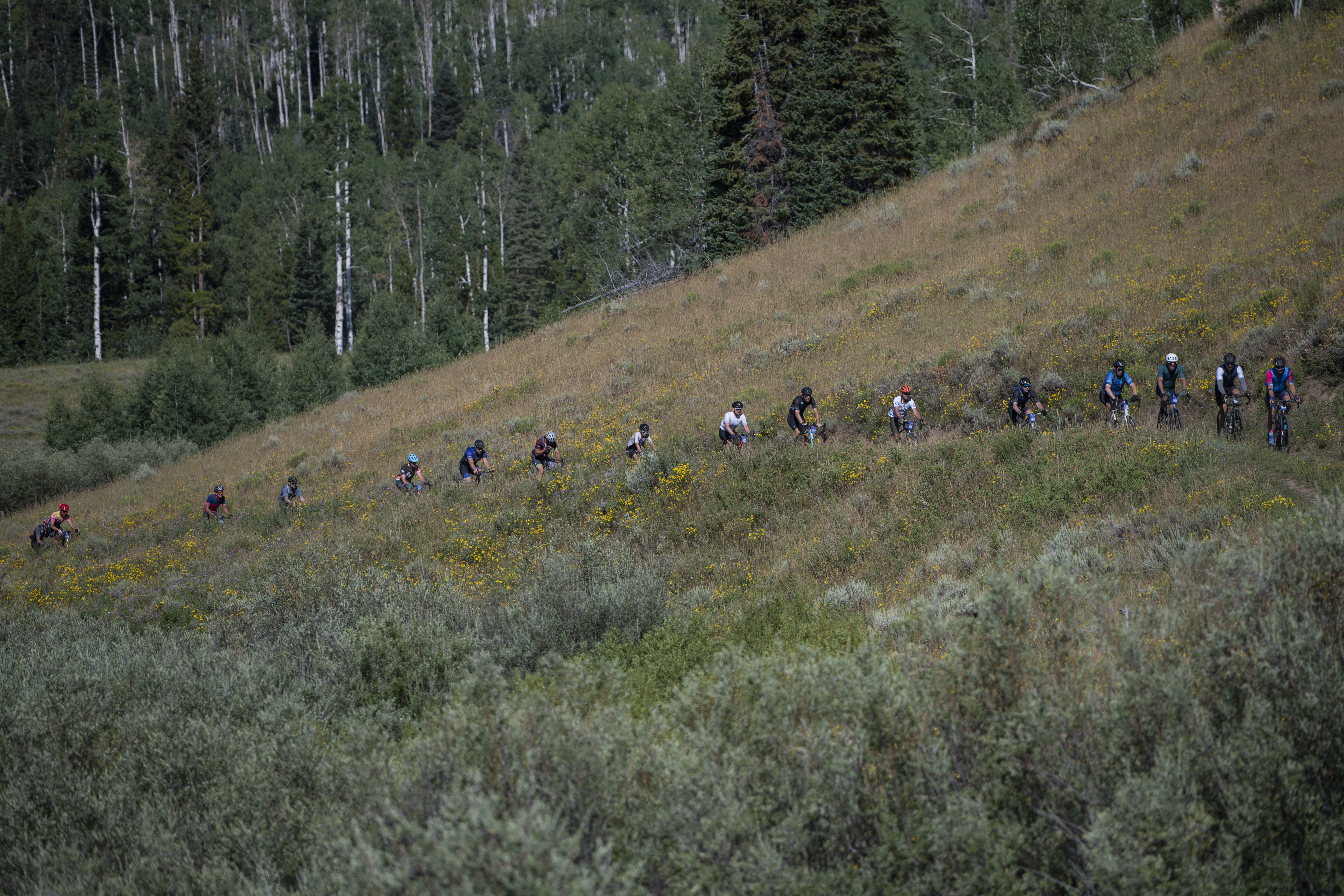 Focusing on diversity and inclusion, gravel bike racing welcomes all to this sport 9 Cyclists compete during the SBT GRVL ride.