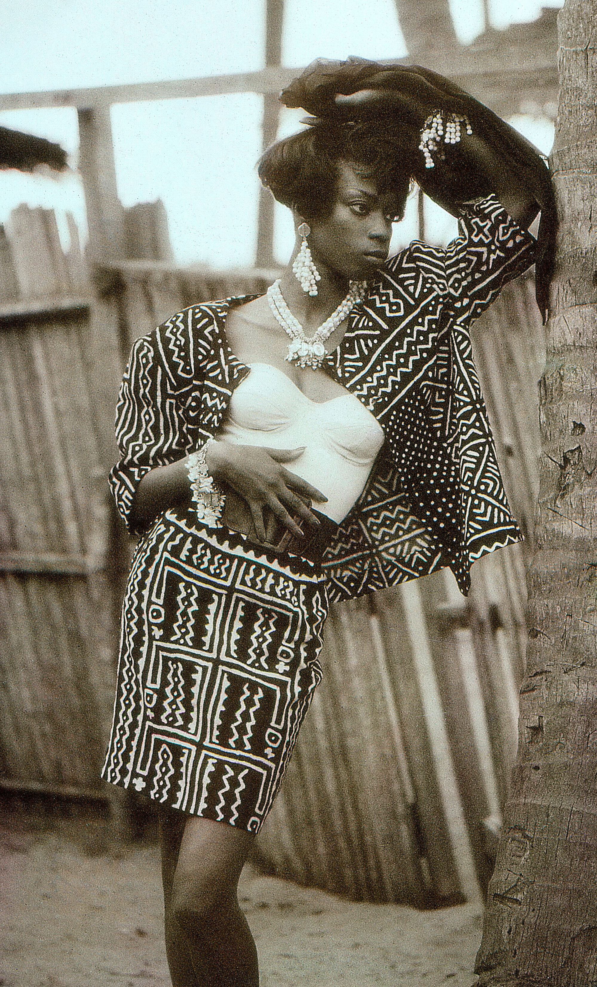 white christmas dresses AKU African Print Long Sleeve Maxi Dress main image 0