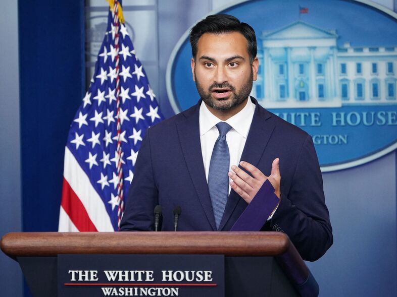 Ali Zaidi speaks to White House reporters during the daily briefing on Dec. 16, 2021. (Mandel Ngan/AFP via Getty Images)
