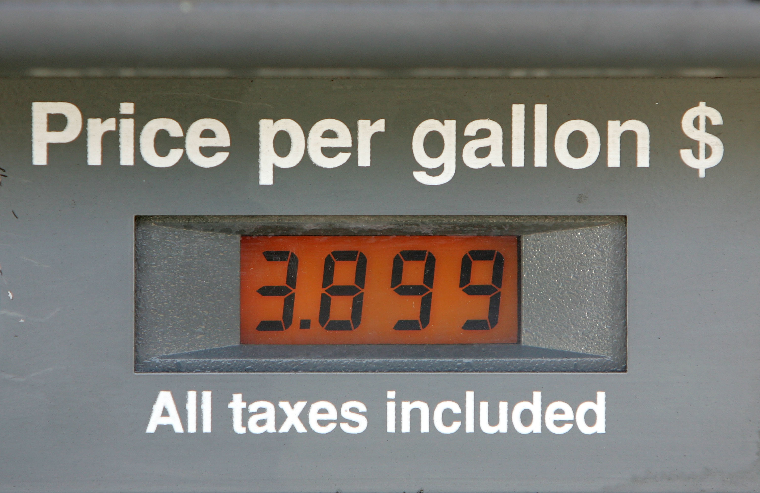 SAN FRANCISCO - MAY 2007: Gasoline prices near $4 a gallon are shown on a gas station display in San Francisco, California, May 7, 2007. (Photo by Justin Sullivan/Getty Images)