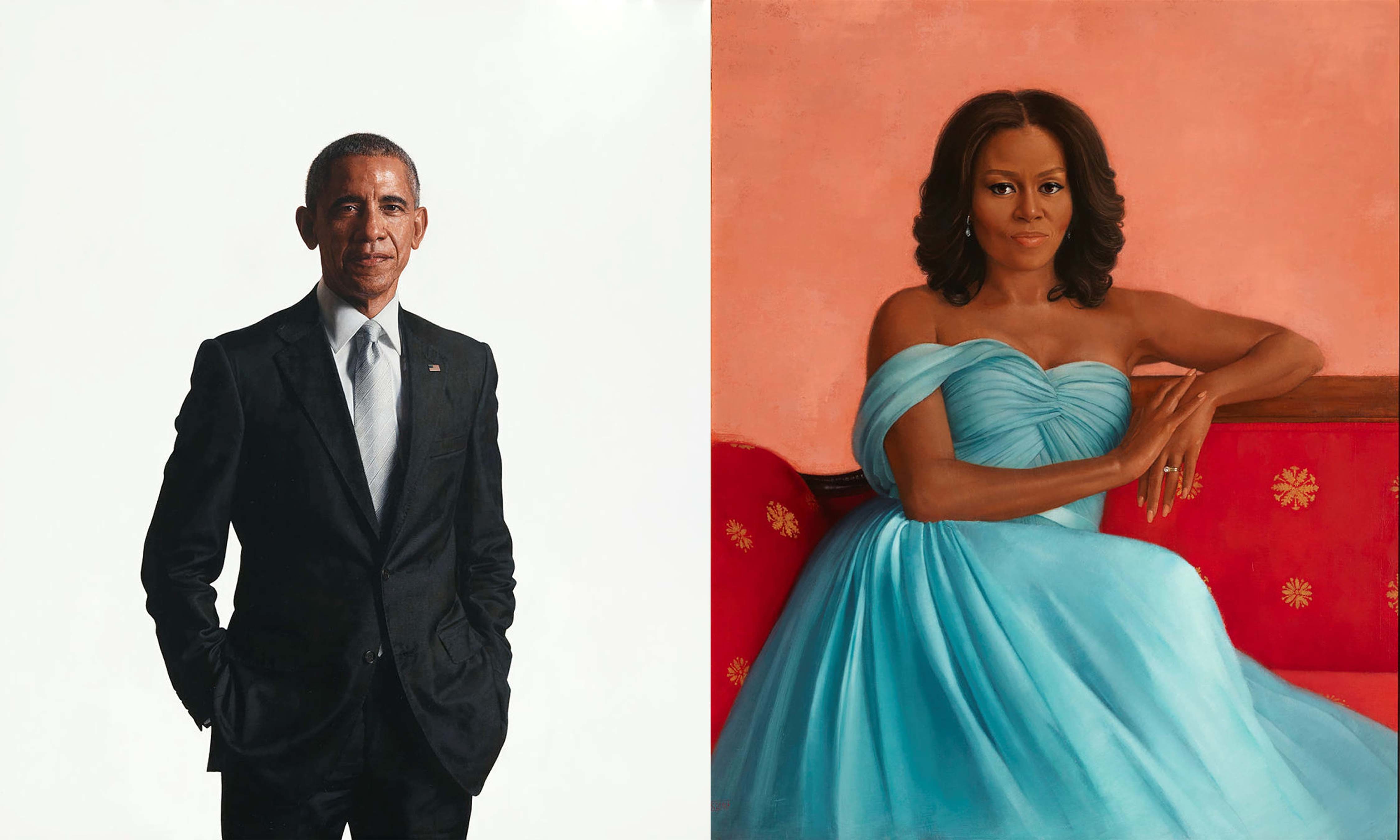 The Obamas return to the White House for the unveiling of their portraits