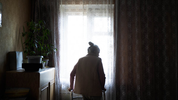 Larisa, 76, lives alone in her apartment in Sloviansk, Ukraine. She hasn't been outside since before the war.