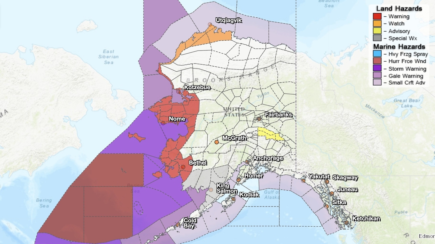 Typhoon's remnants could bring seas of up to 54 feet toward Alaska's