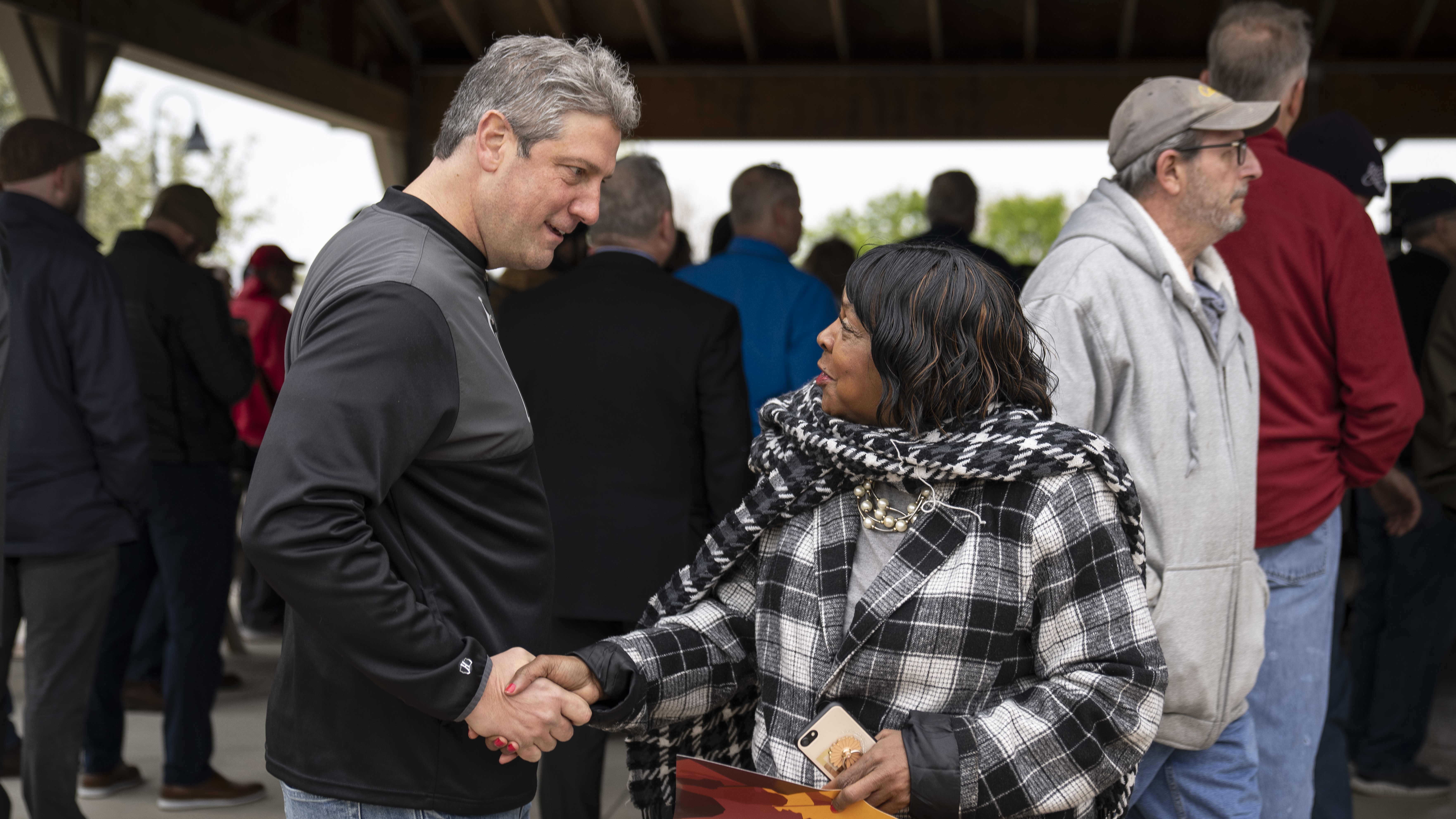 U.S. Rep. Tim Ryan, Democratic candidate for U.S. Senate in Ohio, greets supporters during a rally on May 2, 2022 in Lorain, Ohio. (Getty Images)