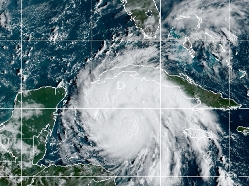 Tropical Storm Ian on Monday, September 26, 2022. The storm is expected to strengthen as it moves across the eastern Gulf of Mexico on Tuesday and Wednesday. (NOAA)
