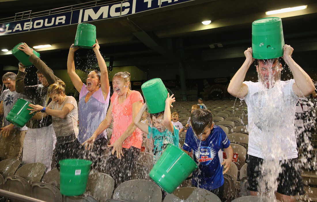 Green Monster even gets in on the act of the ALS Ice Bucket