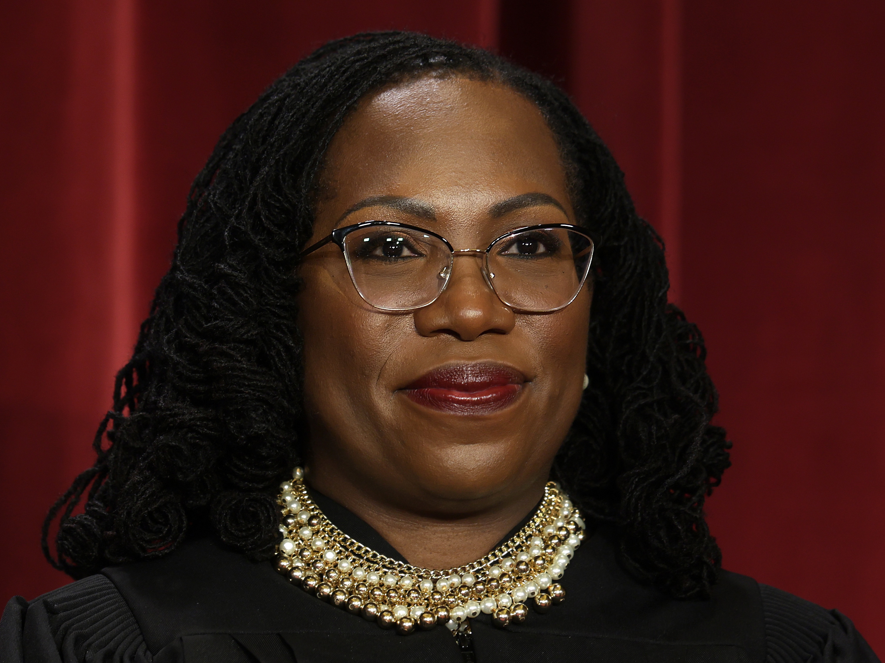 United States Supreme Court Associate Justice Ketanji Brown Jackson poses for an official portrait at the East Conference Room of the Supreme Court building on October 7, 2022 in Washington, DC. (Getty Images)