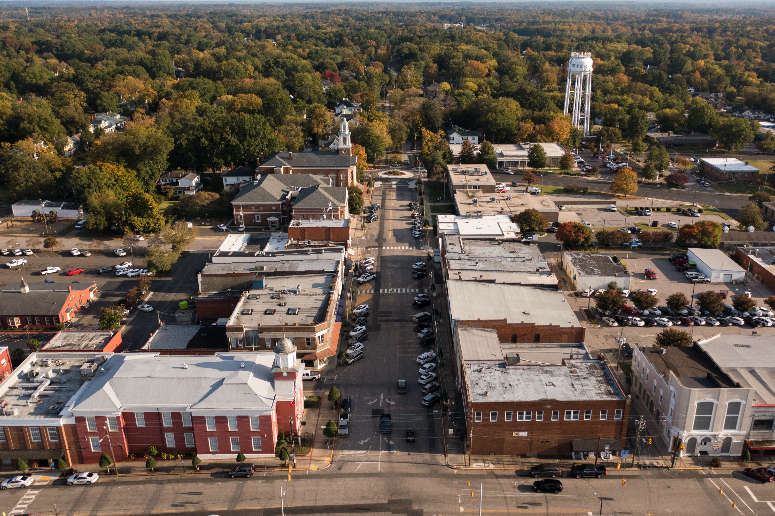 A view of downtown Oxford, N.C., near Main Street. (Cornell Watson for NPR)