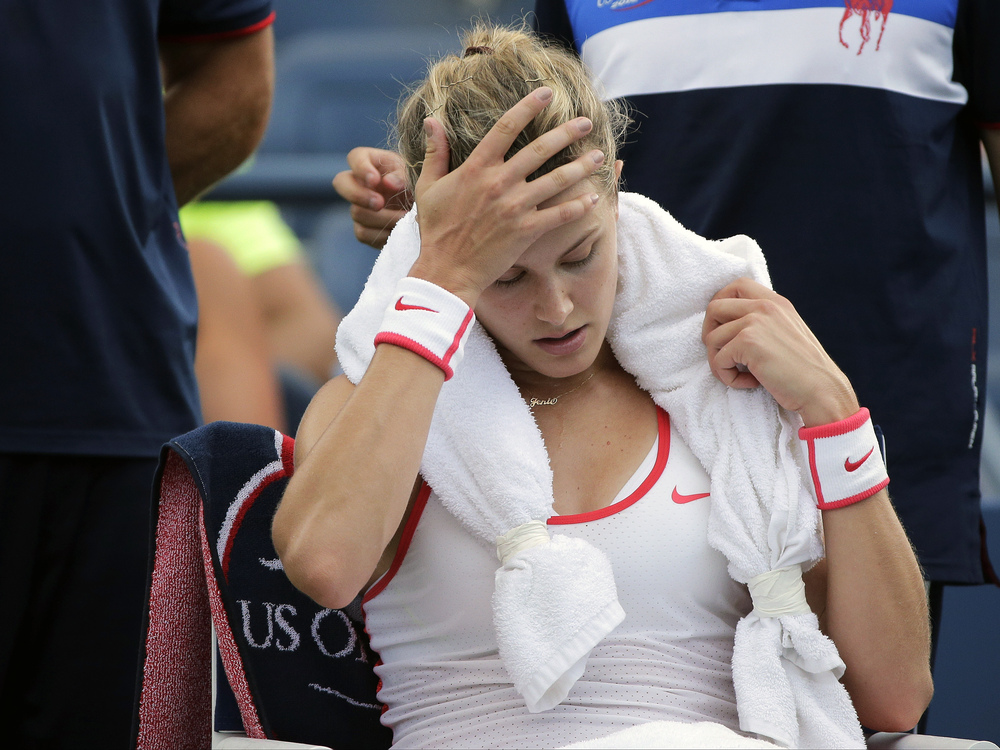 Eugenie Bouchard, of Canada, fell at the facility hosting the 2015 U.S. Open tennis tournament and suffered a concussion. (AP)