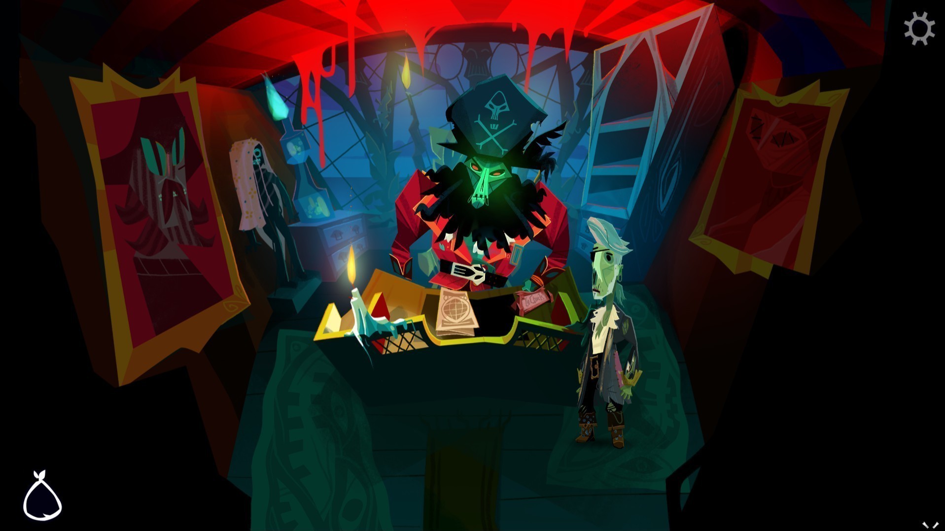 The intrepid Guybrush Threepwood (right), disguised as a zombie, beside his nemesis, LeChuck in 2022