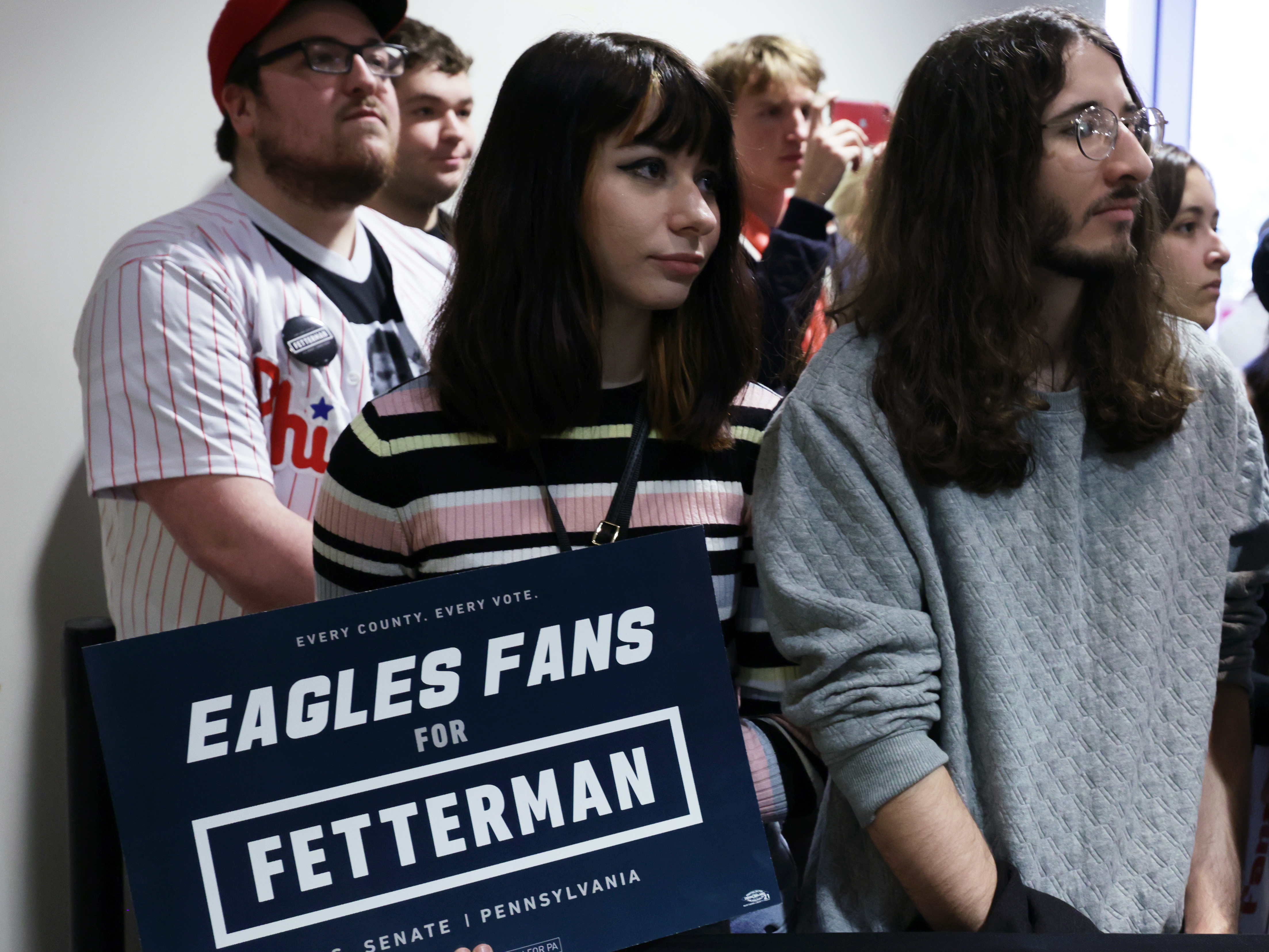 Supporters attend a campaign rally of Lieutenant Governor of Pennsylvania and Democratic U.S. Senate candidate John Fetterman at Temple University on October 29, 2022 in Philadelphia, Pennsylvania. (Getty Images)