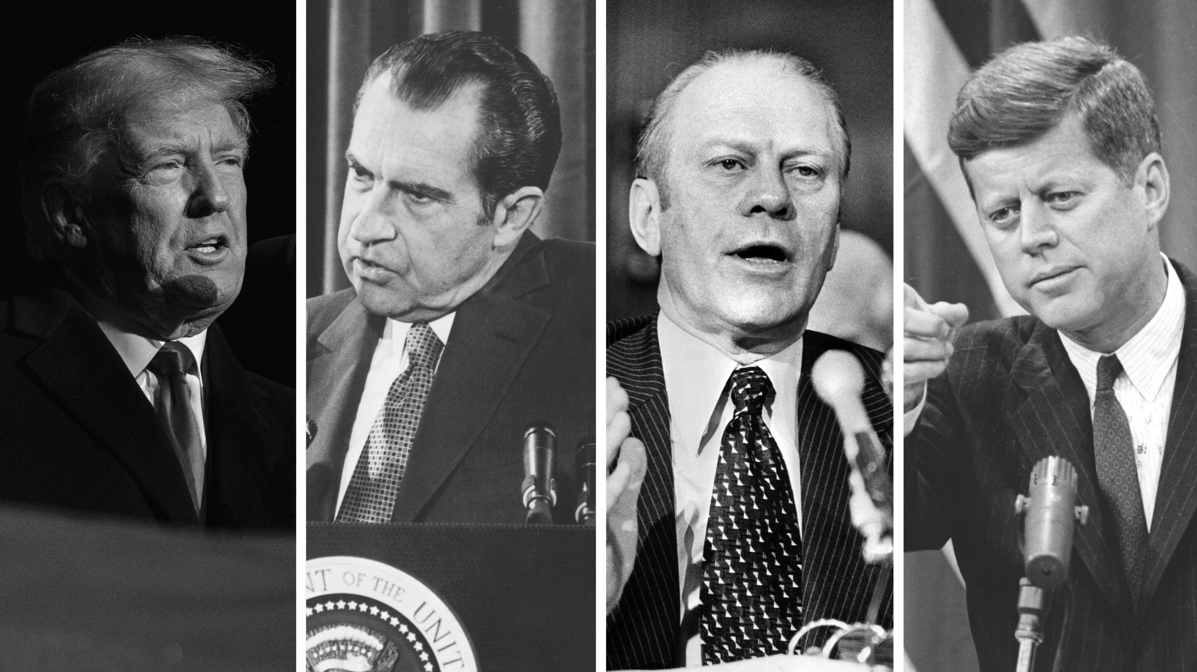 Presidents Trump, Nixon, Ford and Kennedy all felt the impact of midterm elections in different ways. (Drew Angerer/Getty Images; Keystone/Getty Images; AFP/Getty Images; National Archive/Newsmakers/Getty Images)