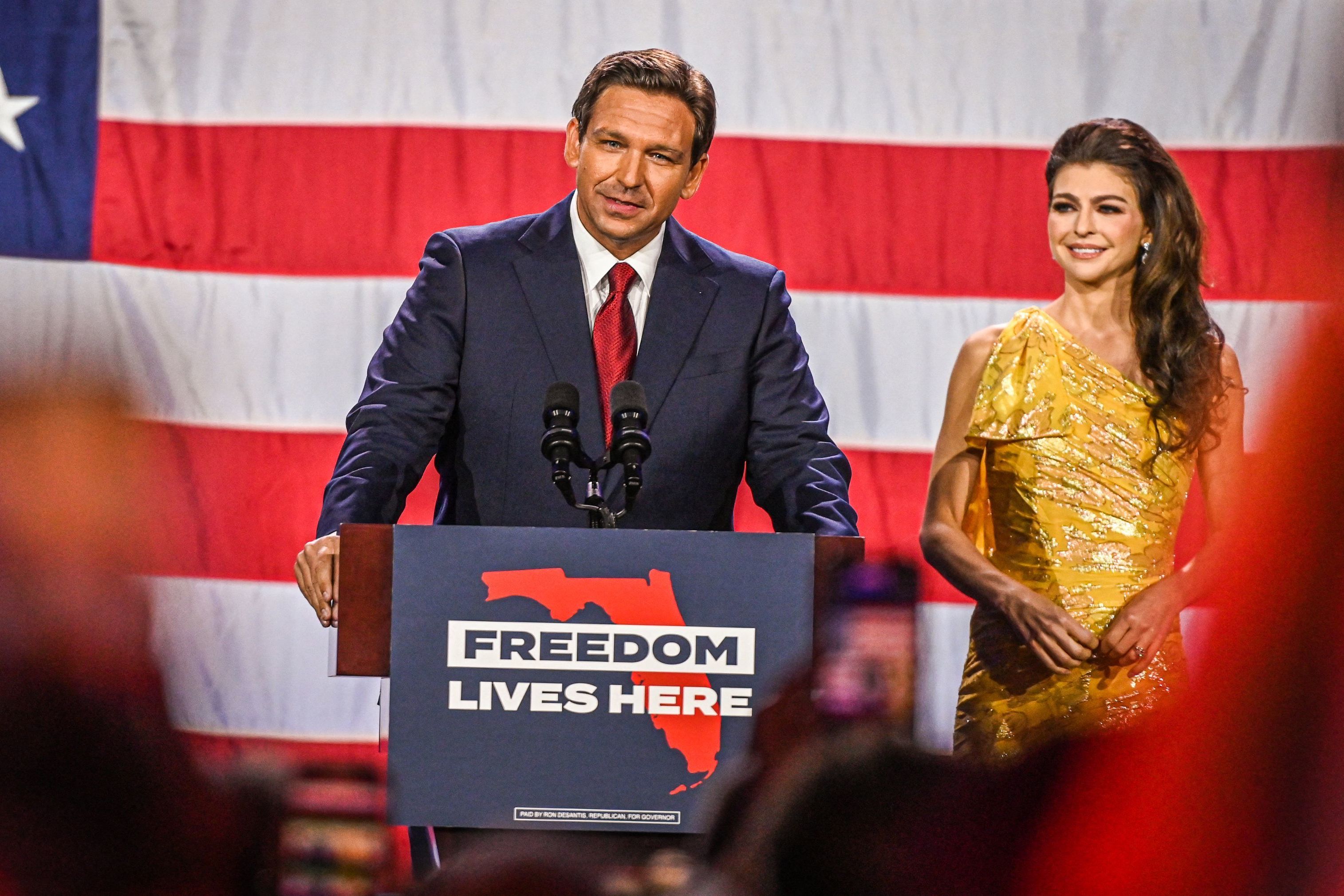 Florida Gov. Ron DeSantis championed the bill that is designed to limit the discussion of racism and privilege in classrooms and workplaces. (AFP via Getty Images)