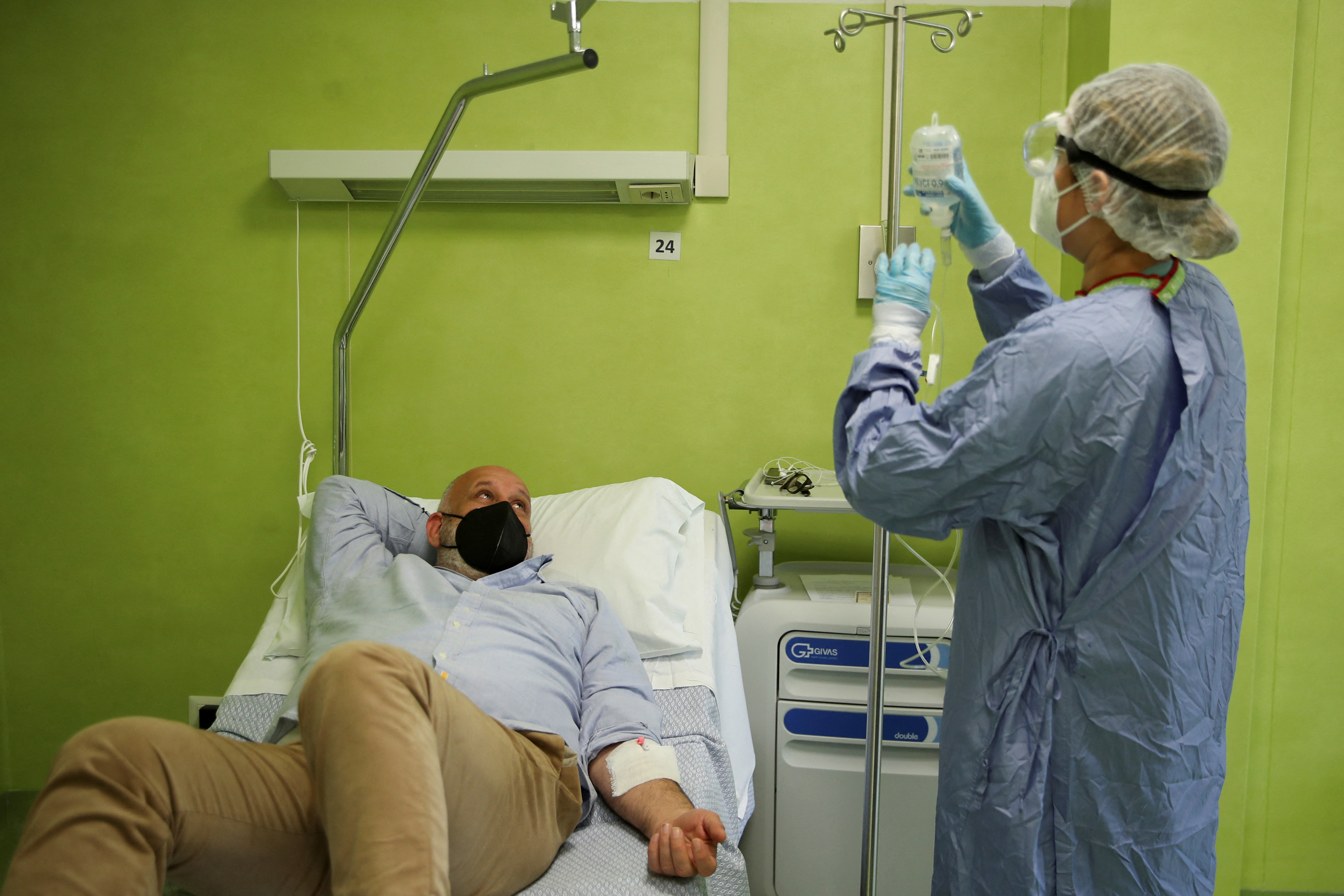 Antonio Rapuano got an infusion of a monoclonal antibody to treat his COVID in Albano, Italy in 2021. Such infusions have been effective treatments for COVID during the pandemic, but doctors are now finding that most monoclonal antibodies no longer work against new variants of SARS-CoV-2. (Reuters)
